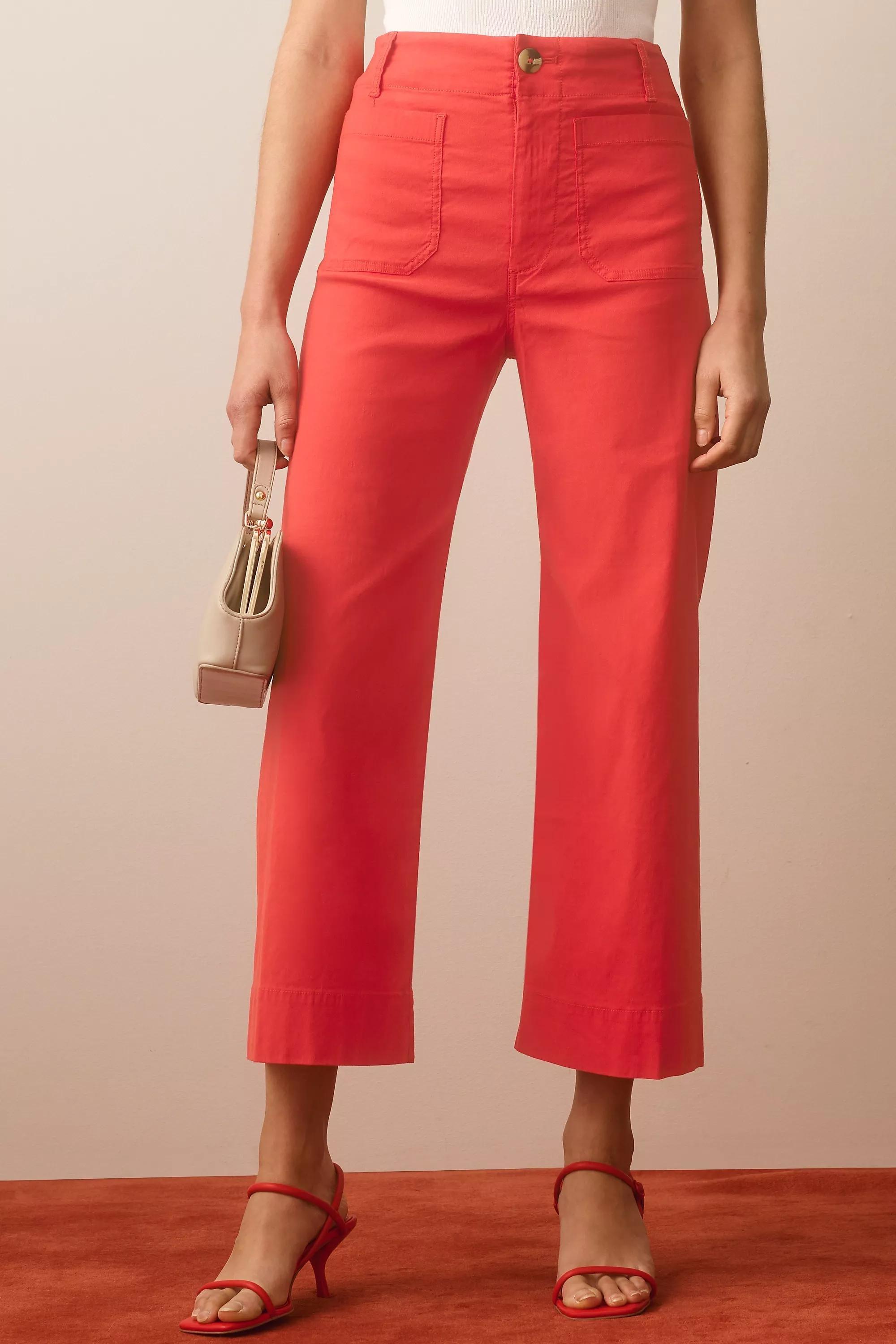 Maeve The Colette Cropped Wide-Leg Trousers, Red, , large image number 1