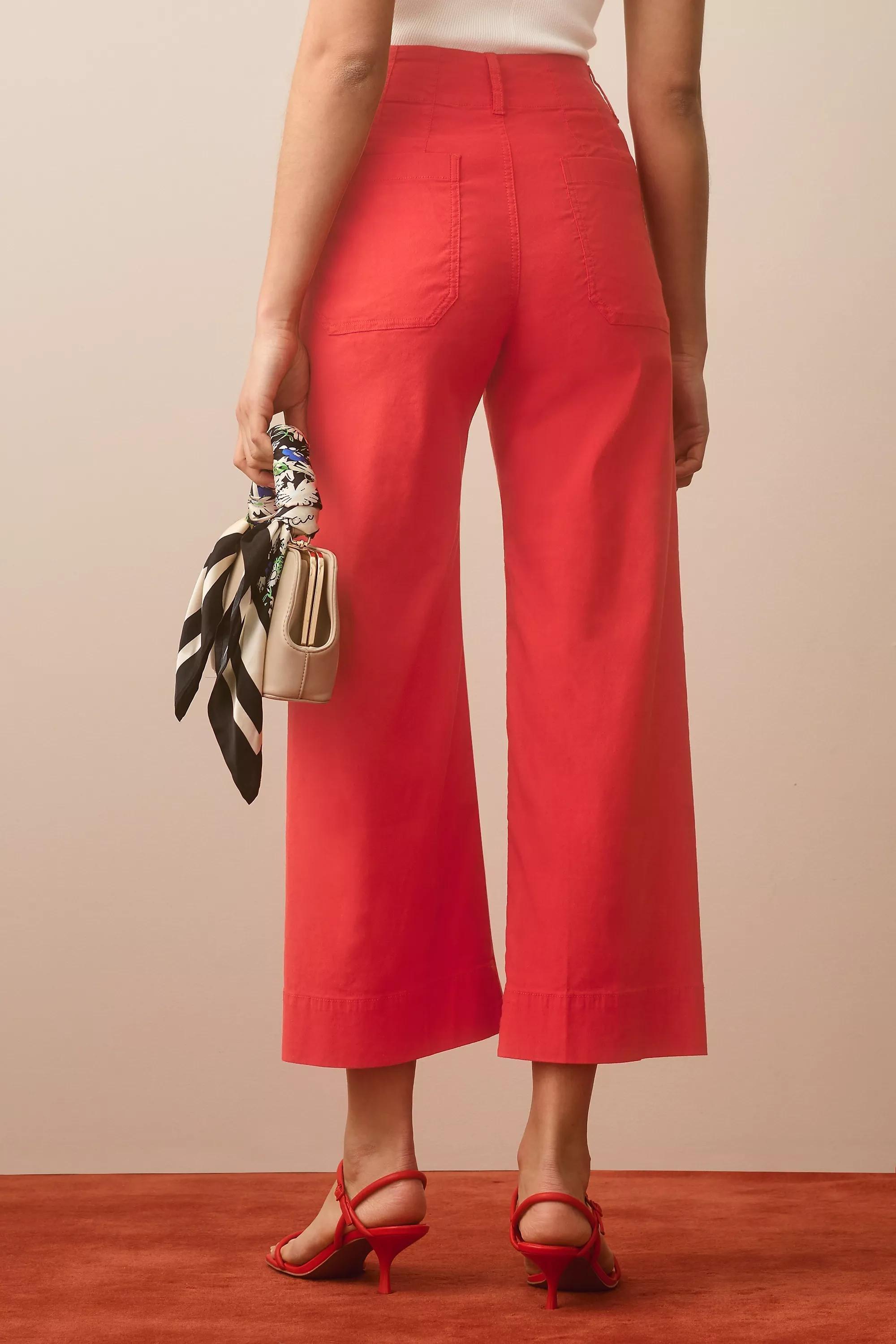 Maeve The Colette Cropped Wide-Leg Trousers, Red, , large image number 3