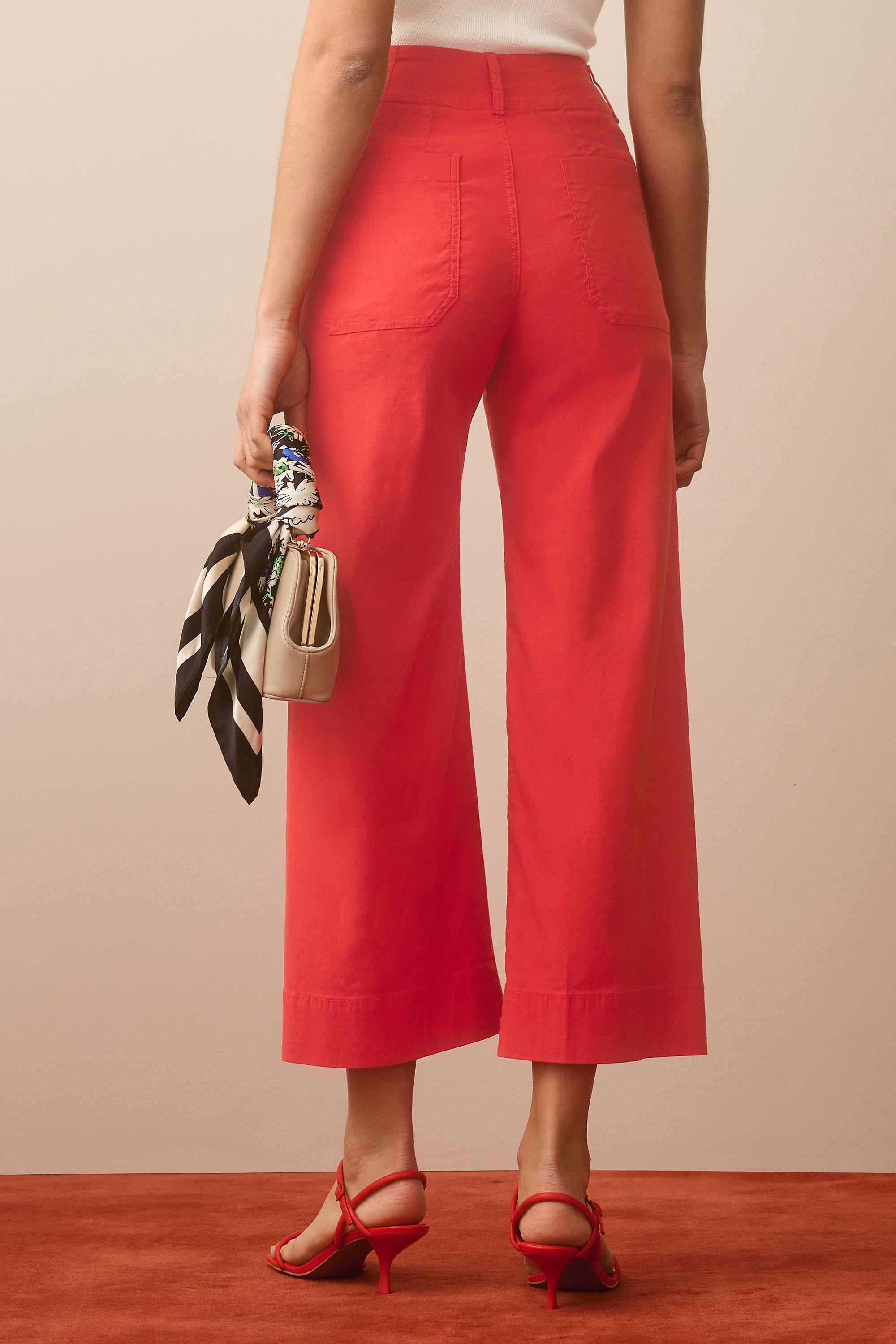 Maeve The Colette Cropped Wide-Leg Trousers, Red, A501_0645, large image number 3