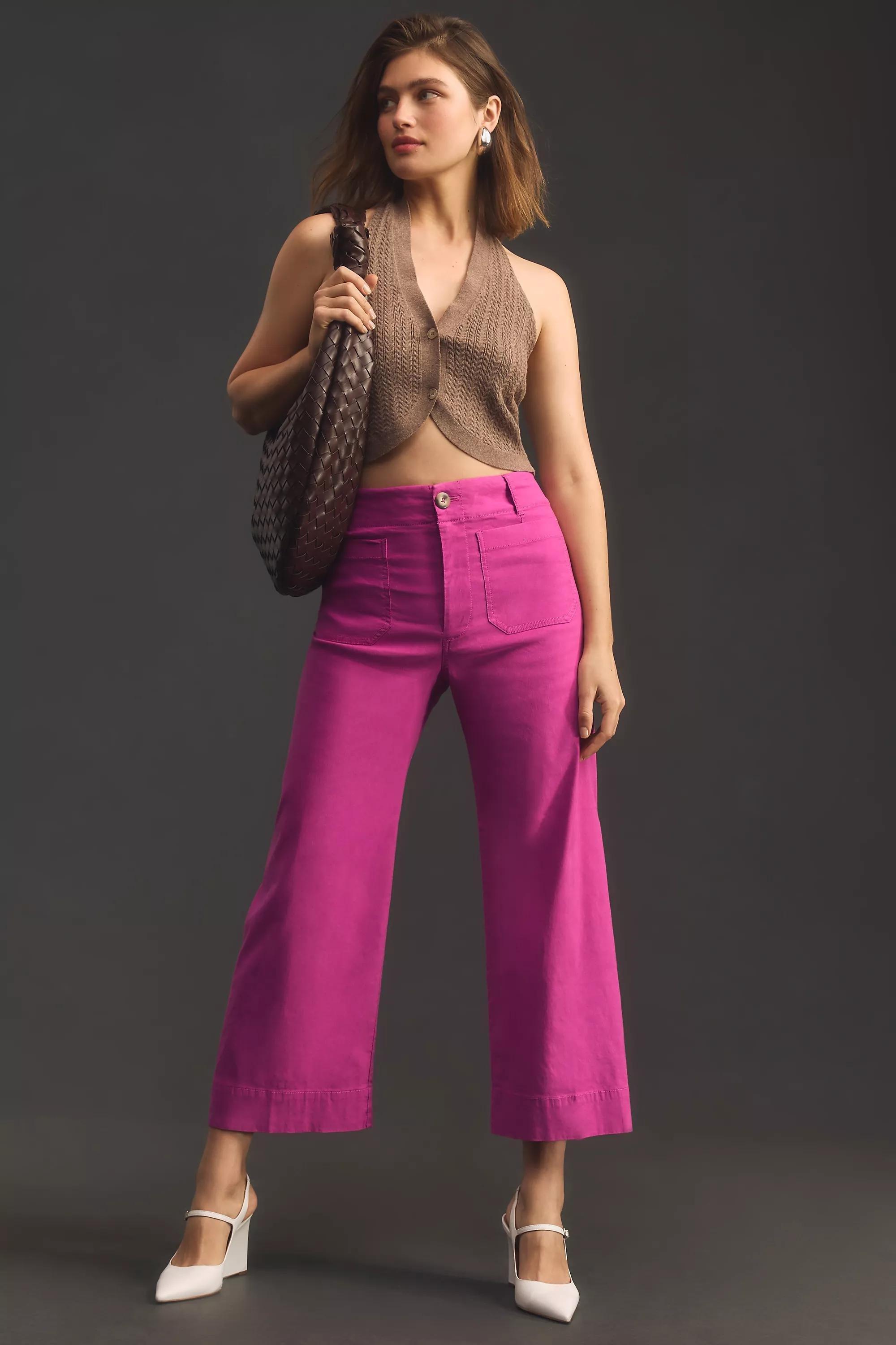 Maeve The Colette Cropped Wide-Leg Trousers, Pink, , large image number 0