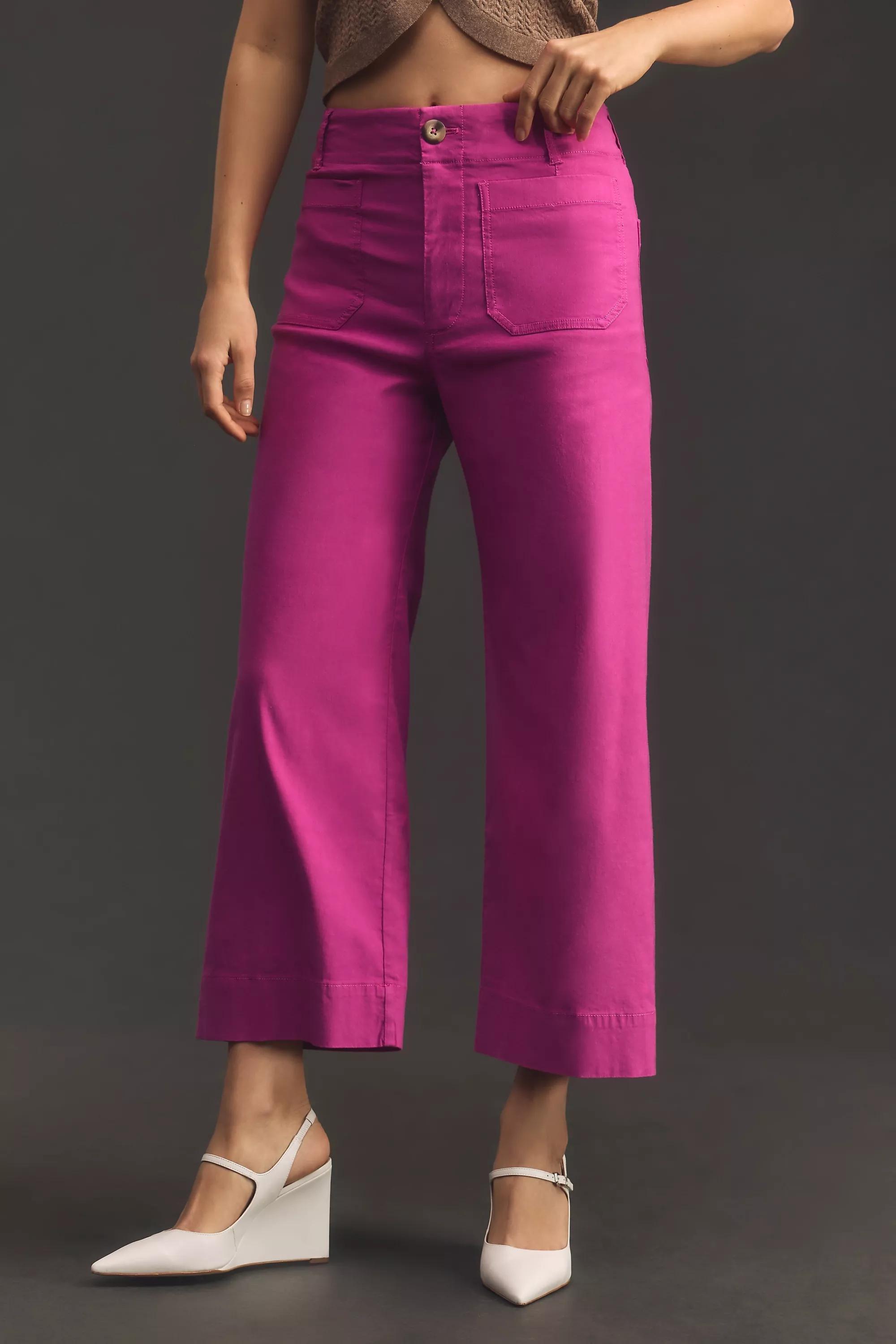 Maeve The Colette Cropped Wide-Leg Trousers, Pink, , large image number 1