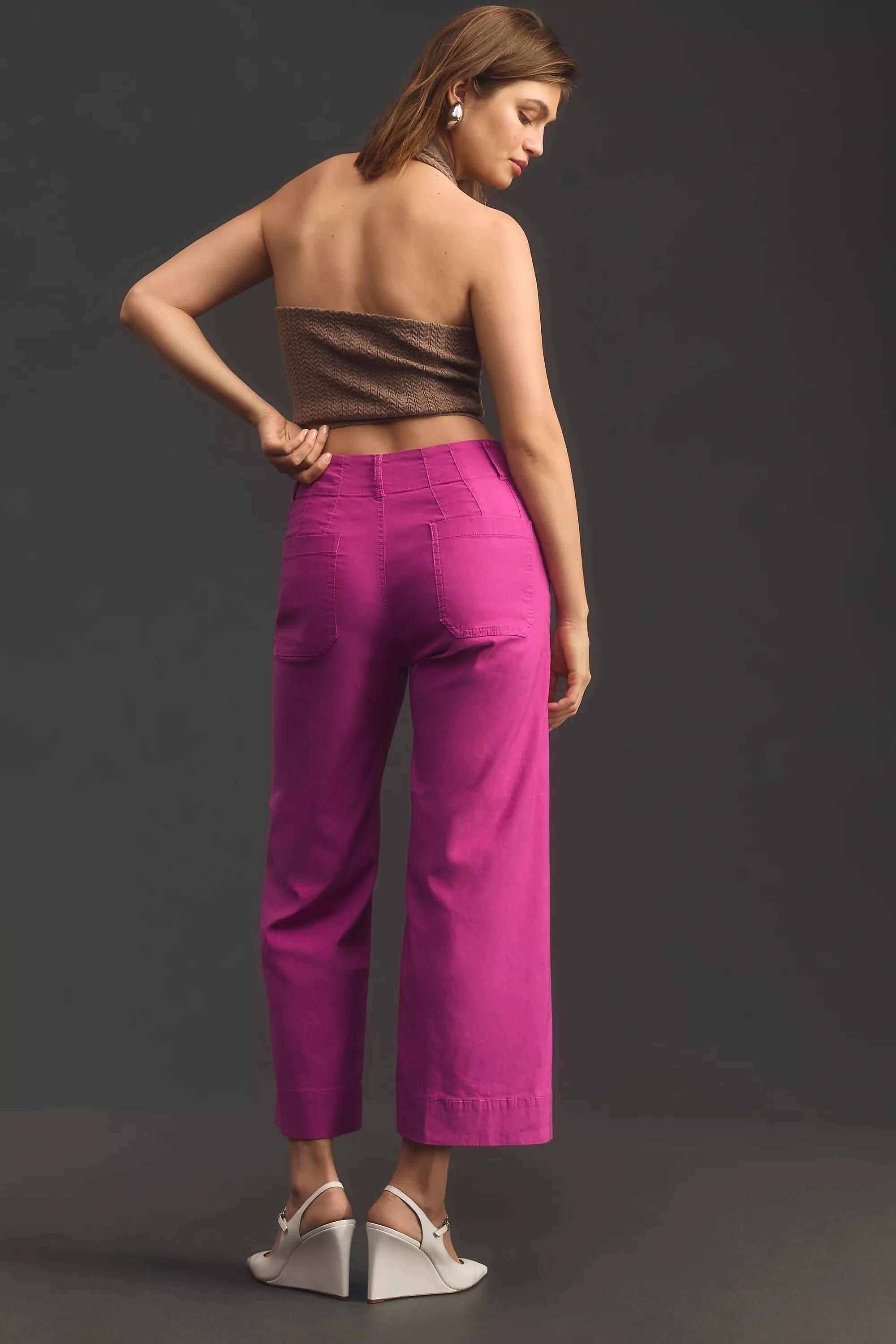 Maeve The Colette Cropped Wide-Leg Trousers, Pink, , large image number 4