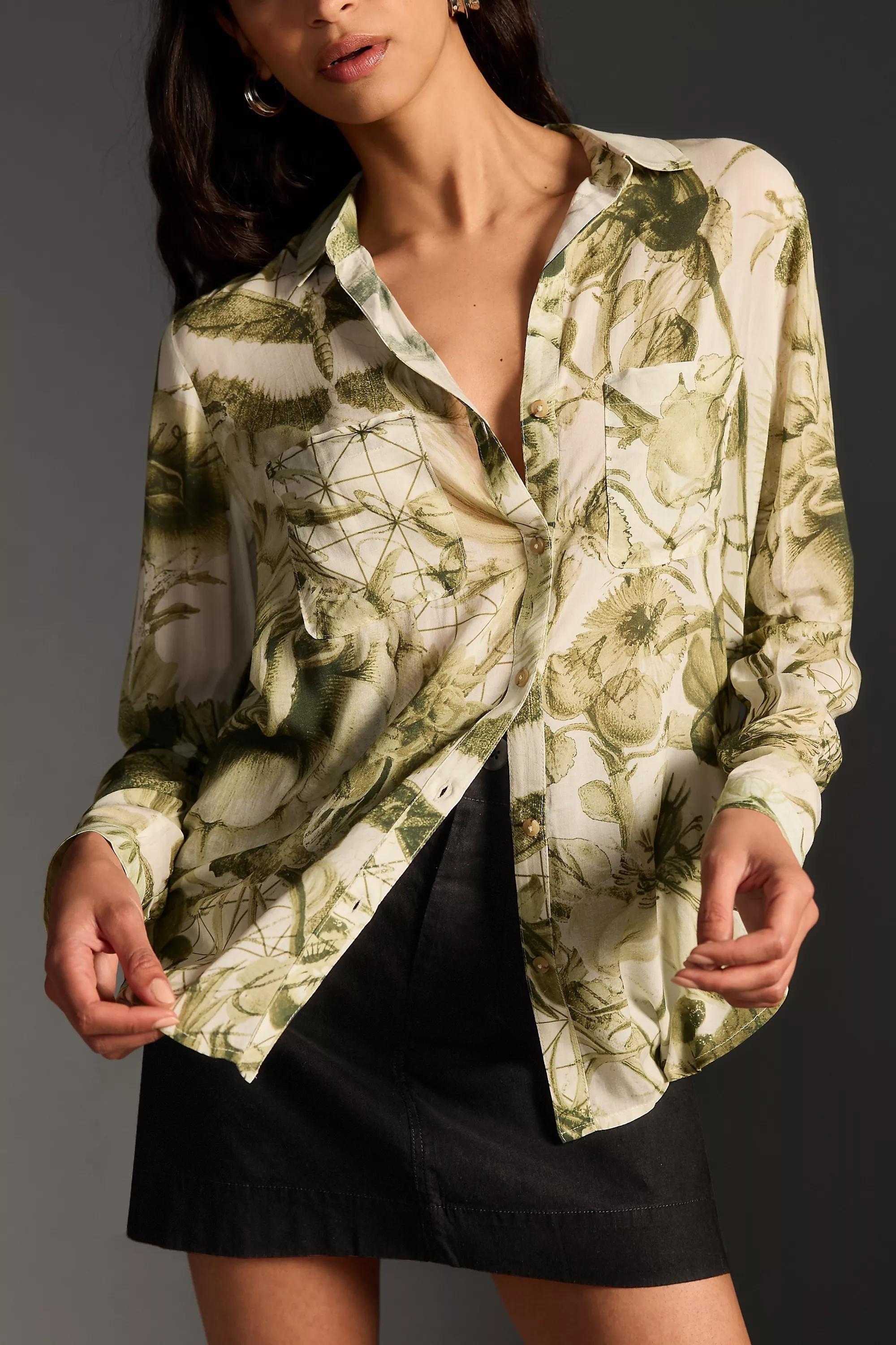Pilcro The Romy Relaxed Buttondown, Green, , large image number 3