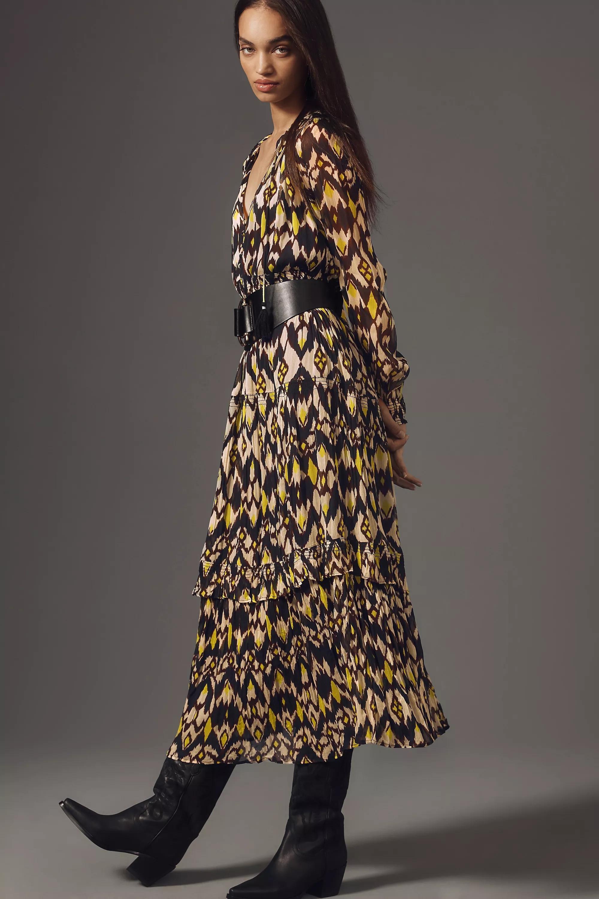 The Marais Printed Chiffon Maxi Dress, Yellow, A501_0034, medium