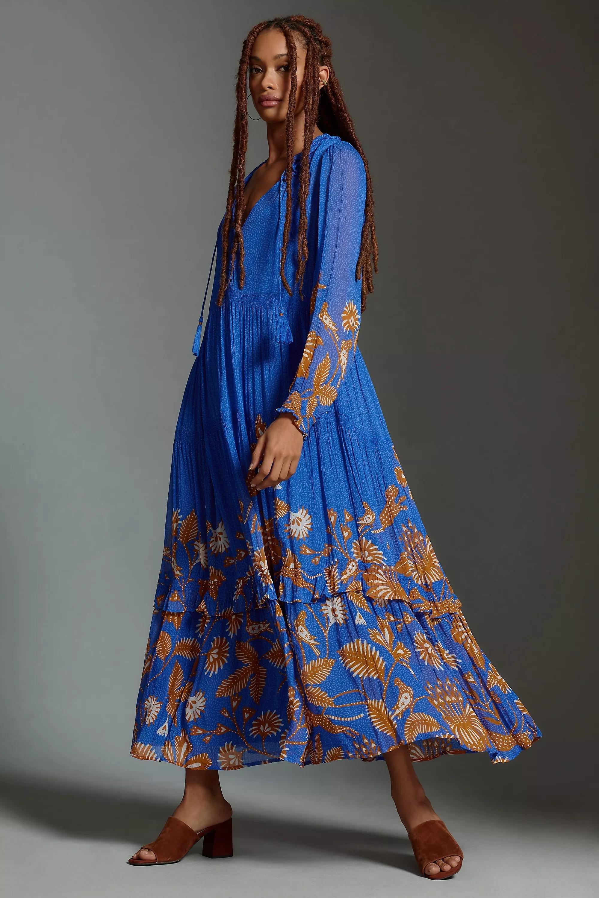 The Marais Printed Chiffon Maxi Dress, Blue, , large image number 3
