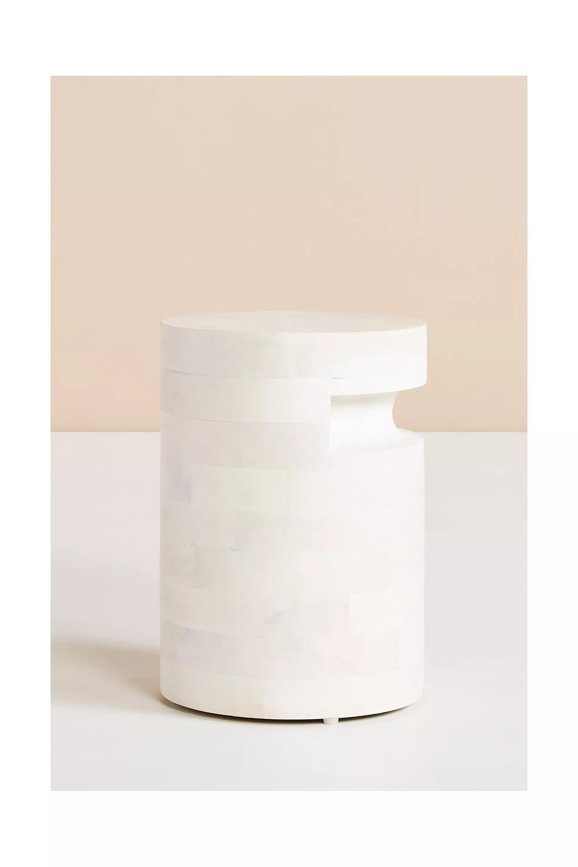 Tribal Carved Side Table, White, , large image number 0
