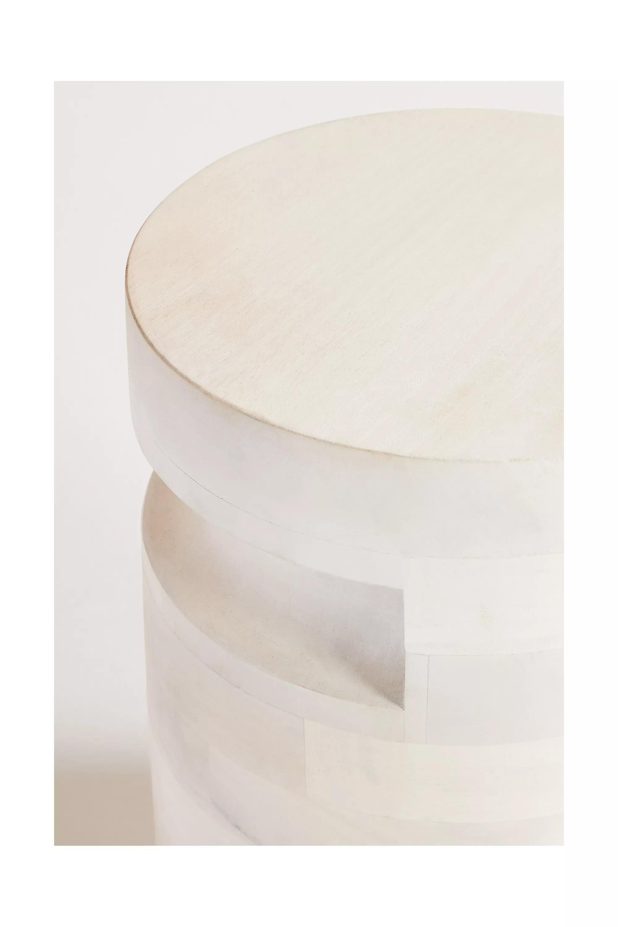 Tribal Carved Side Table, White, , large image number 4