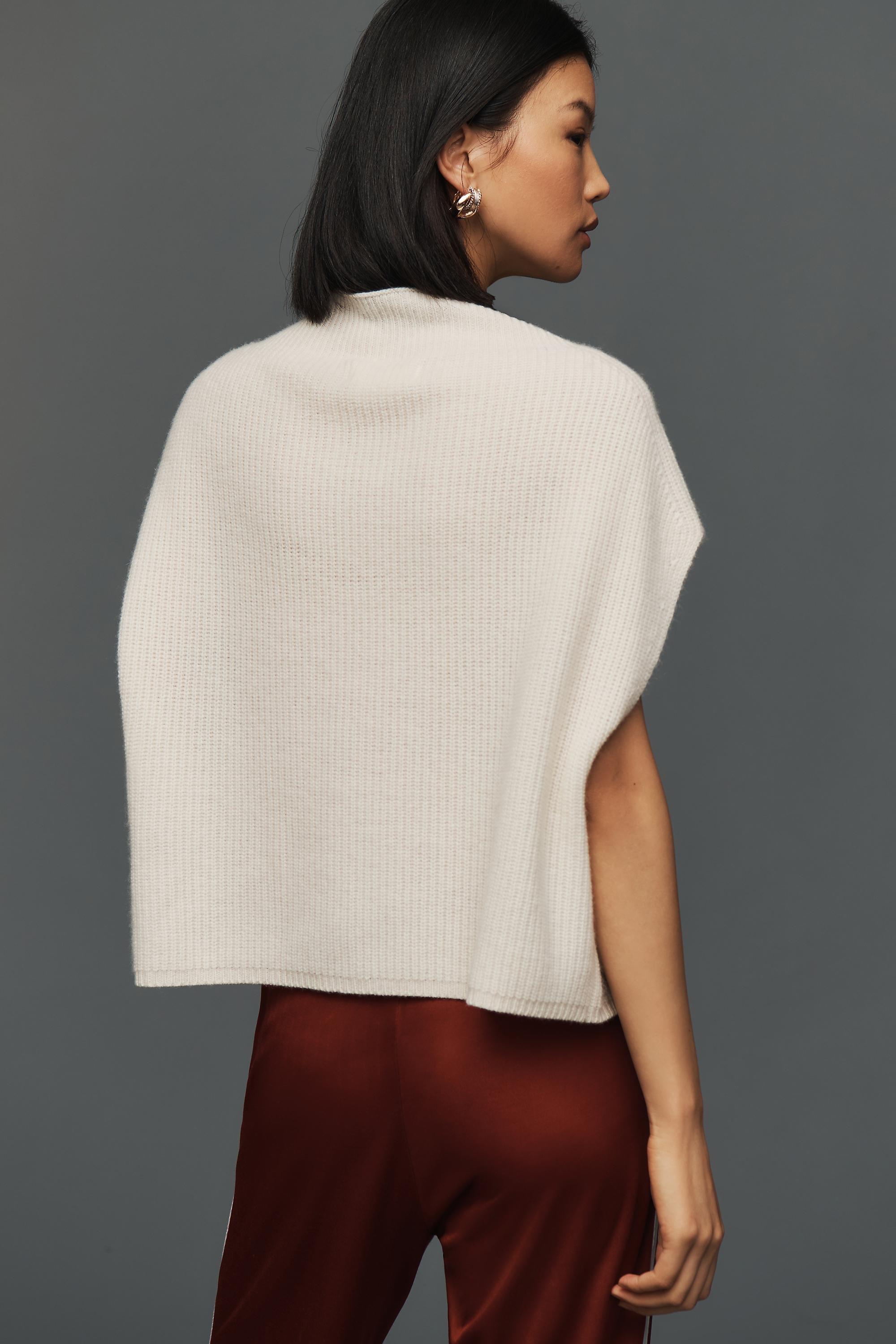 Anthropologie Textured Ribbed Poncho, Creme, , large image number 1