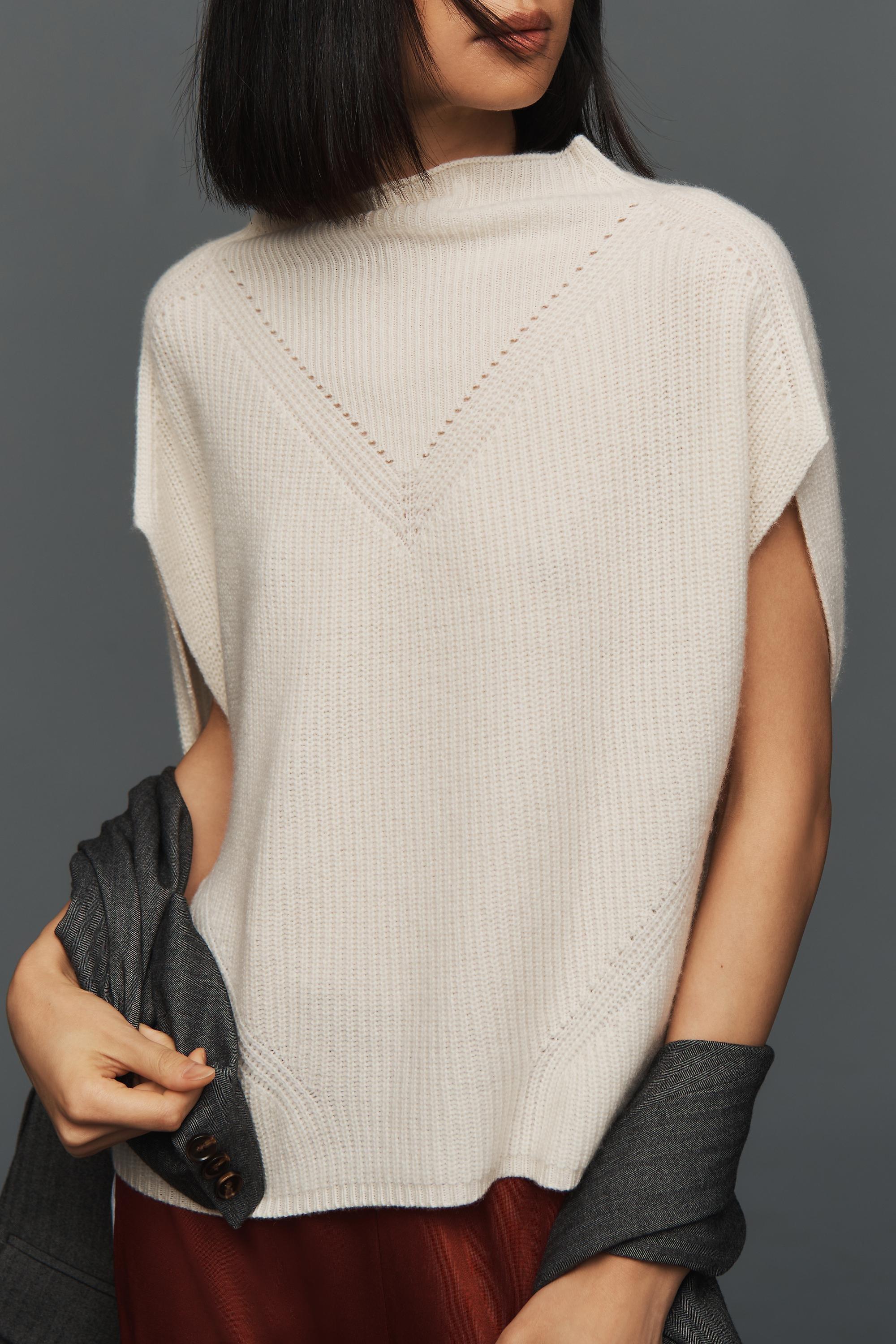 Anthropologie Textured Ribbed Poncho, Creme, , large image number 3