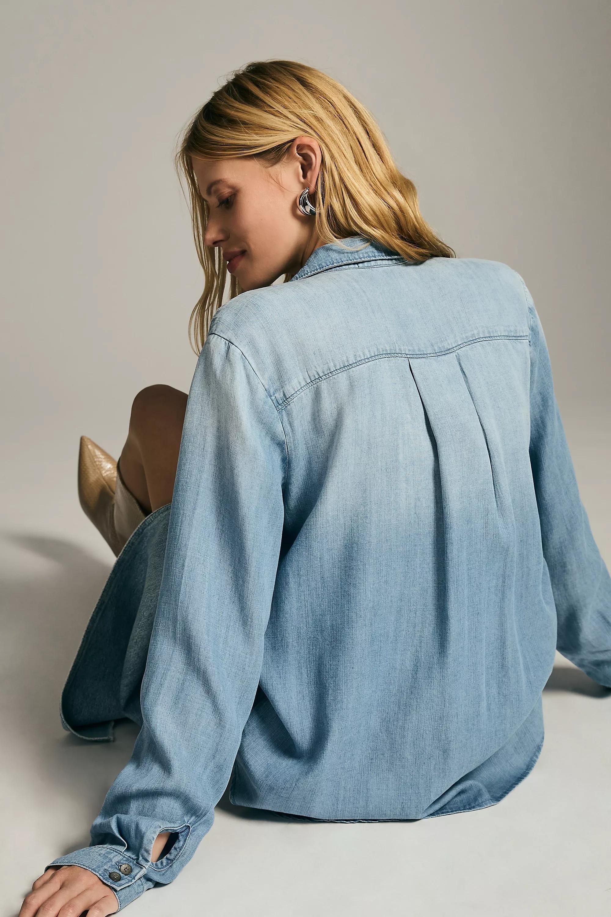 Cloth & Stone Chambray Button-Down Blouse Blue, A501_0040, large image number 3