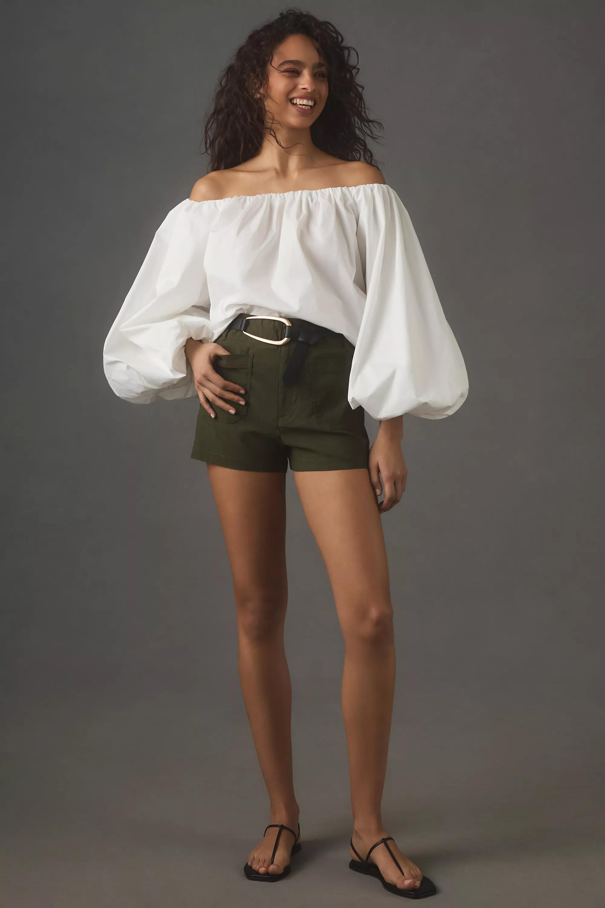 By Meave High Rise Shorts, Khaki, , large image number 3