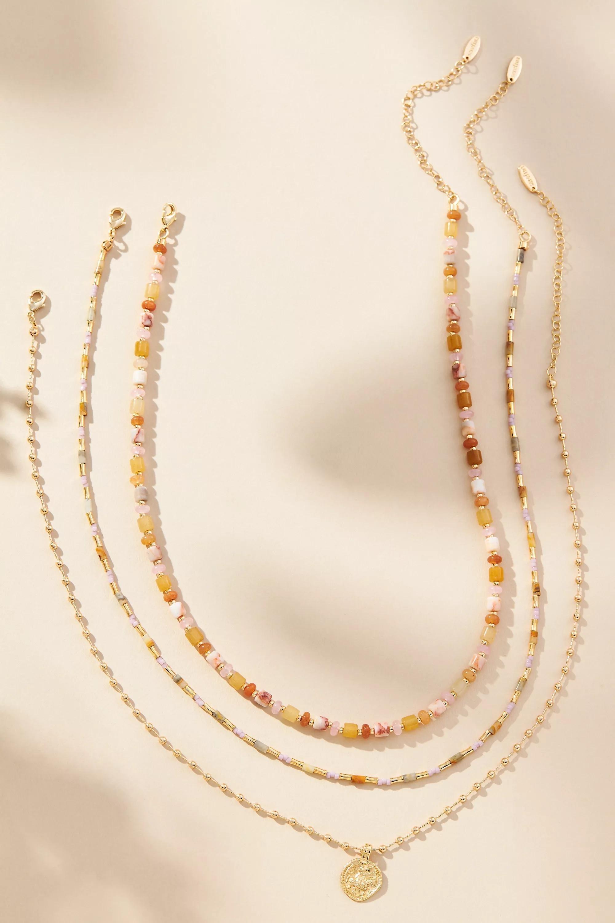 Anthropologie Multi-Chain Necklace, PEACH, A501_0067, large image number 0