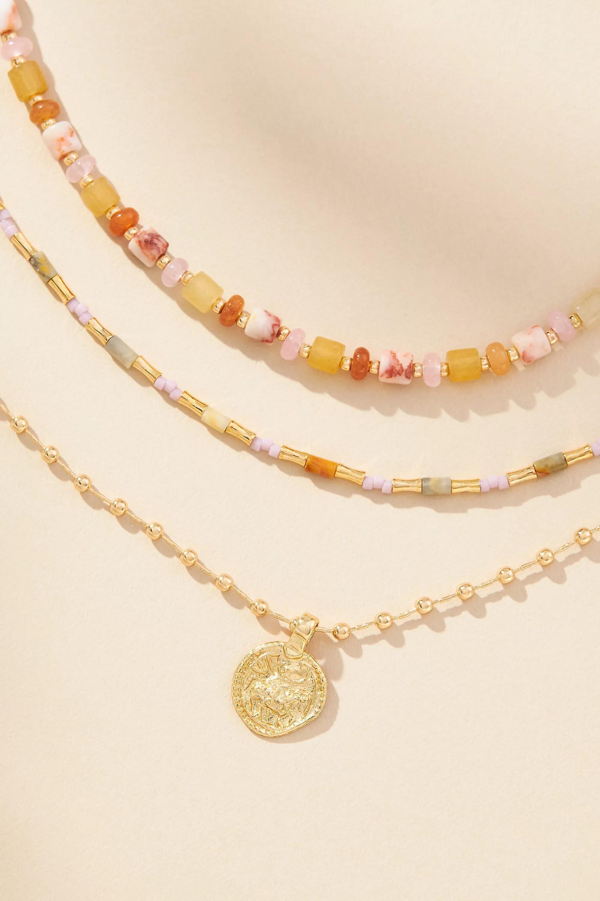 Anthropologie Multi-Chain Necklace, PEACH, A501_0067, large image number 2