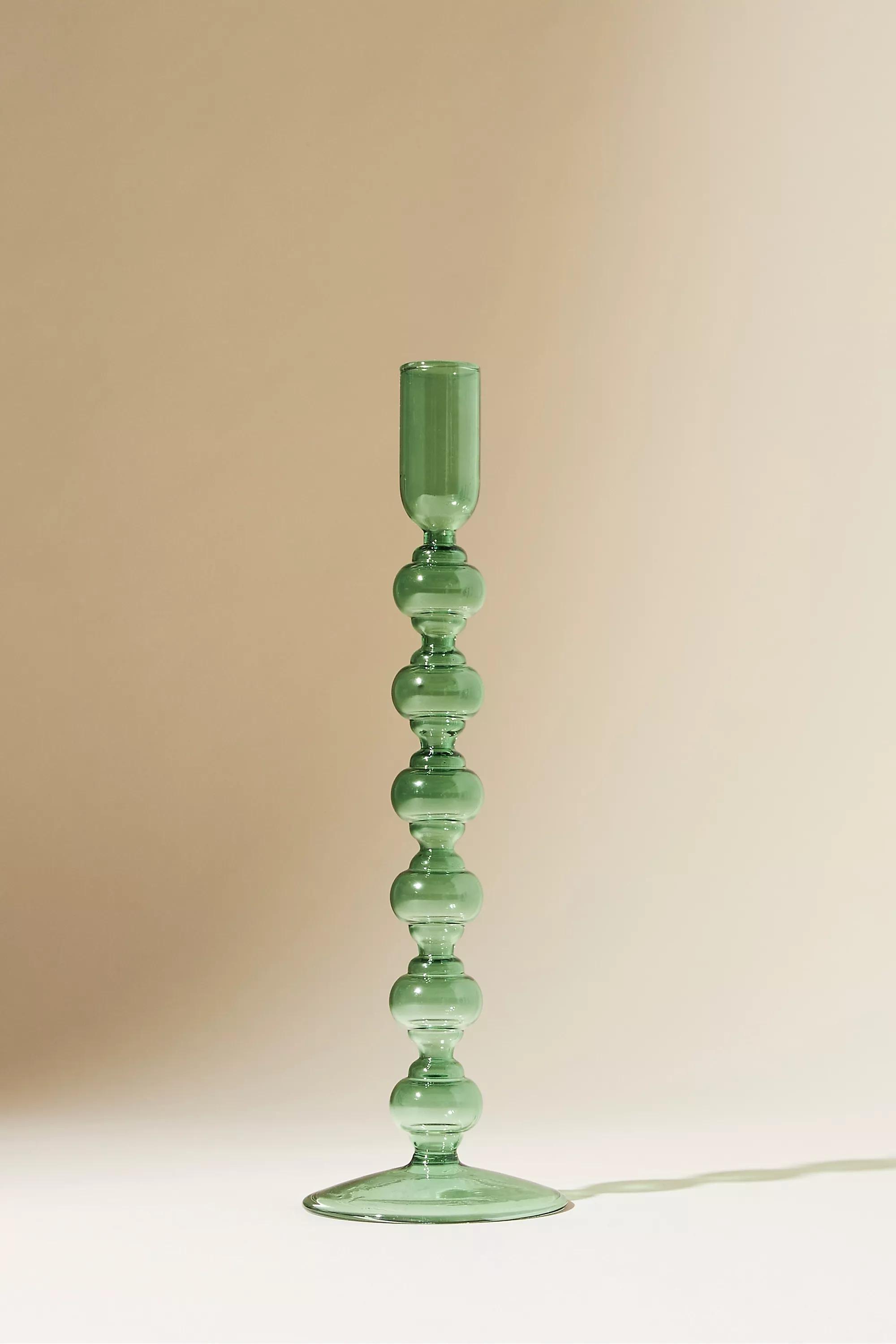 Anthropologie - Glass Candleholder Chase, Green