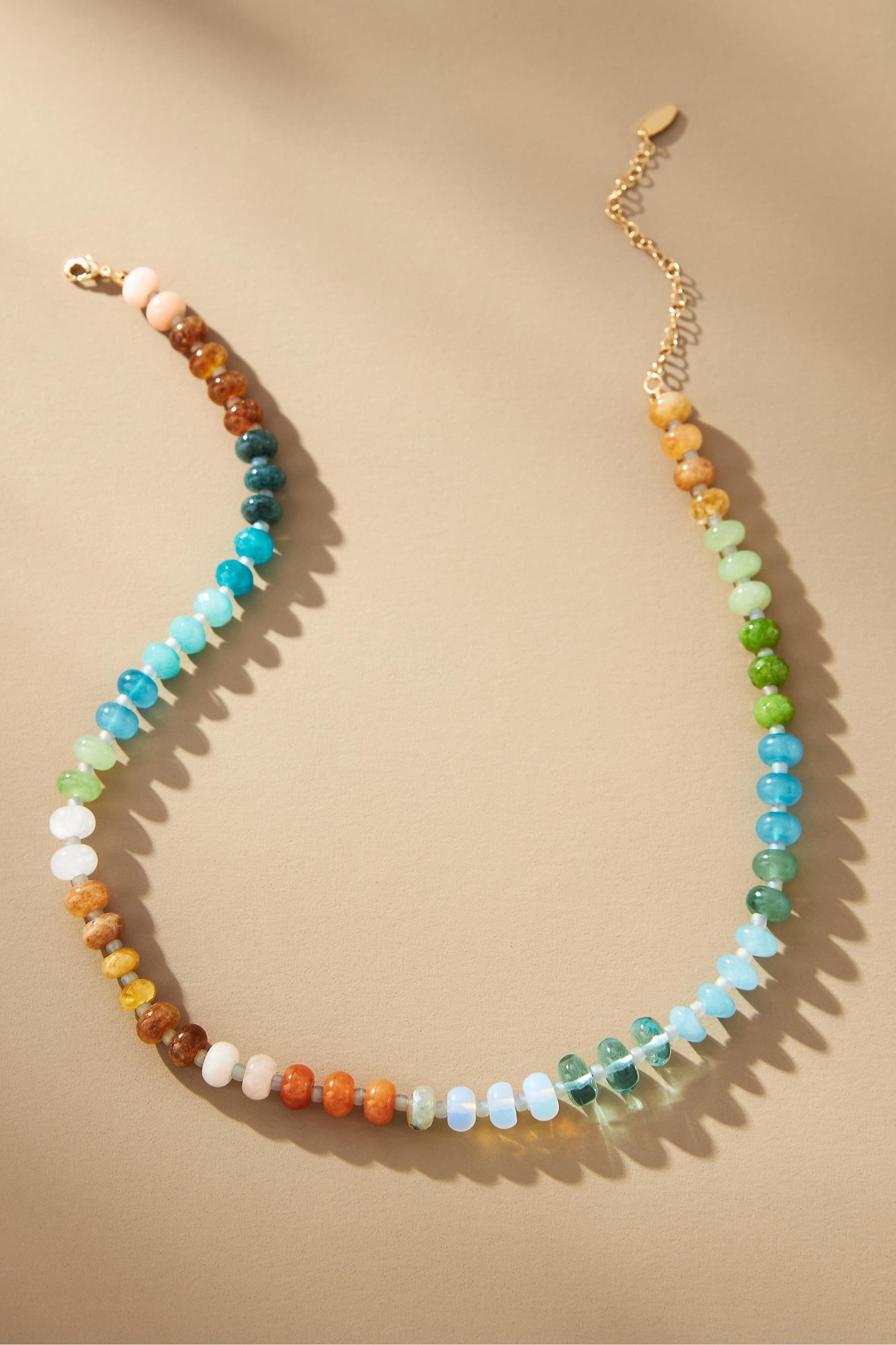 Rainbow Stone Necklace, Green, A501_0031, large image number 0