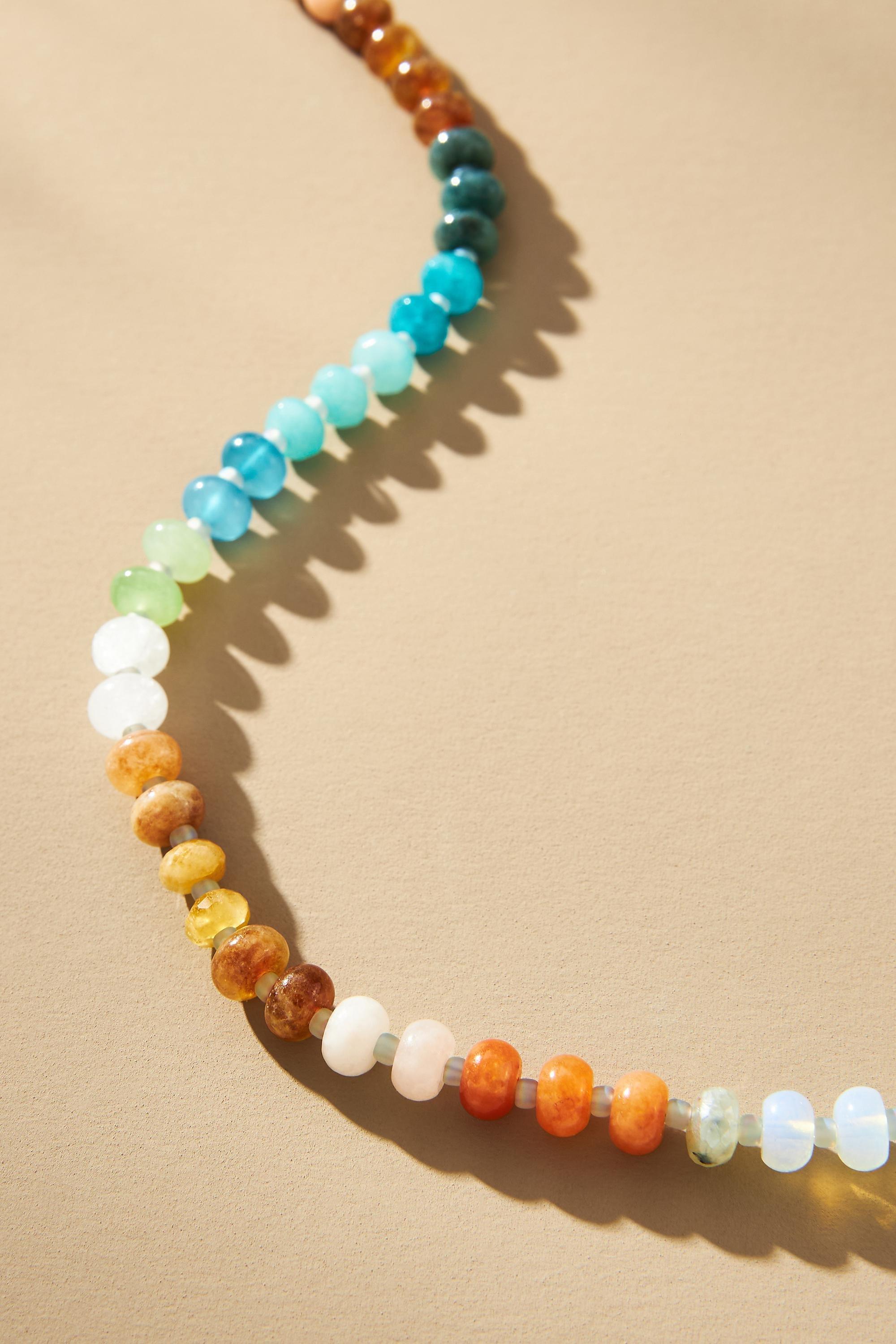 Rainbow Stone Necklace, Green, A501_0031, large image number 1