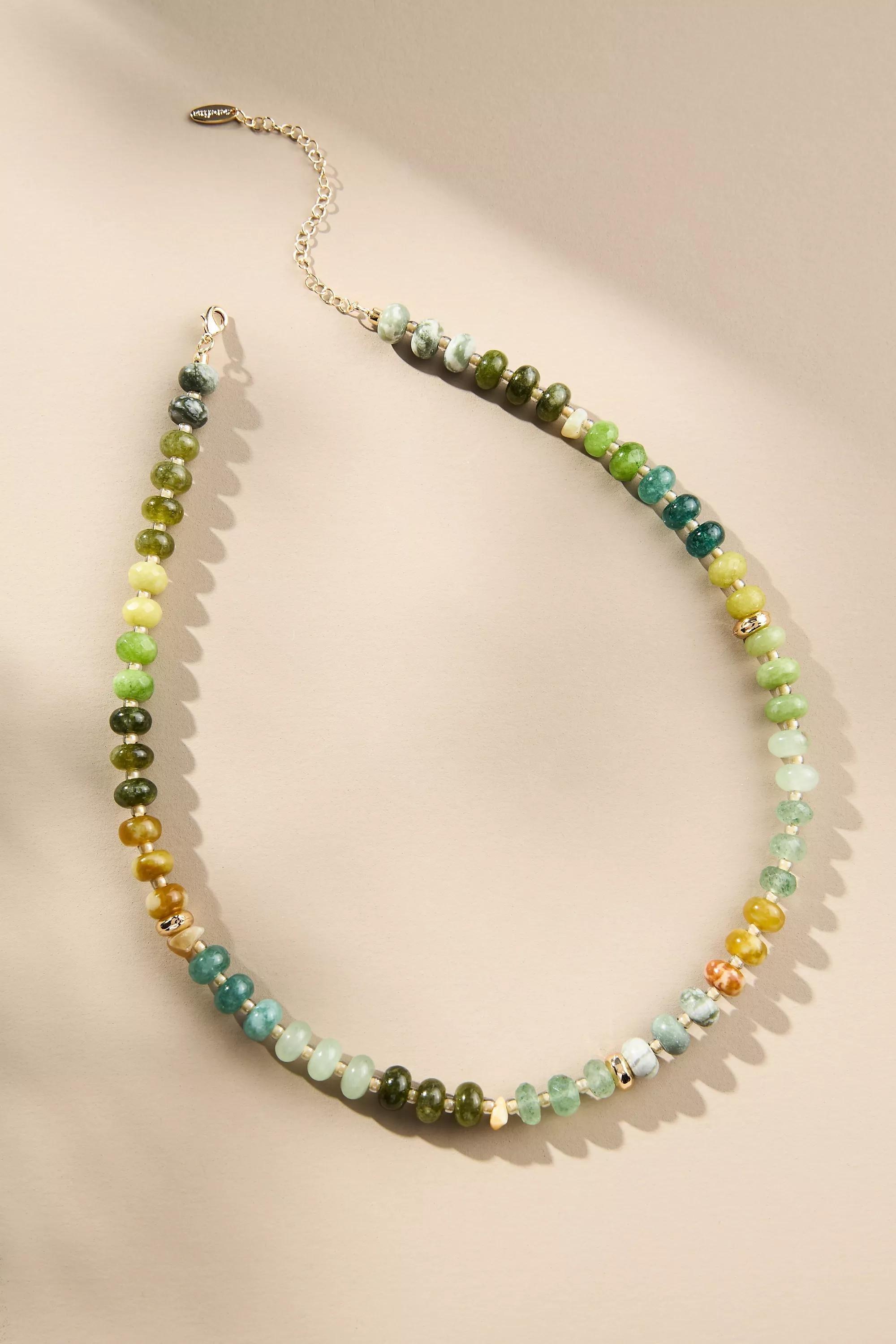 Rainbow Stone Necklace, Green, A501_0038, large image number 0