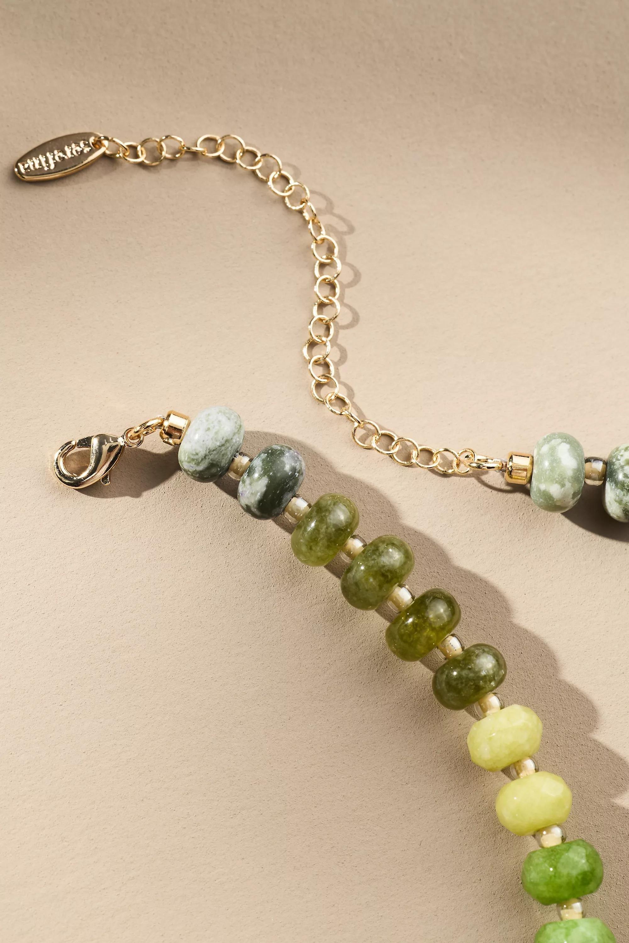 Rainbow Stone Necklace, Green, A501_0038, large image number 1