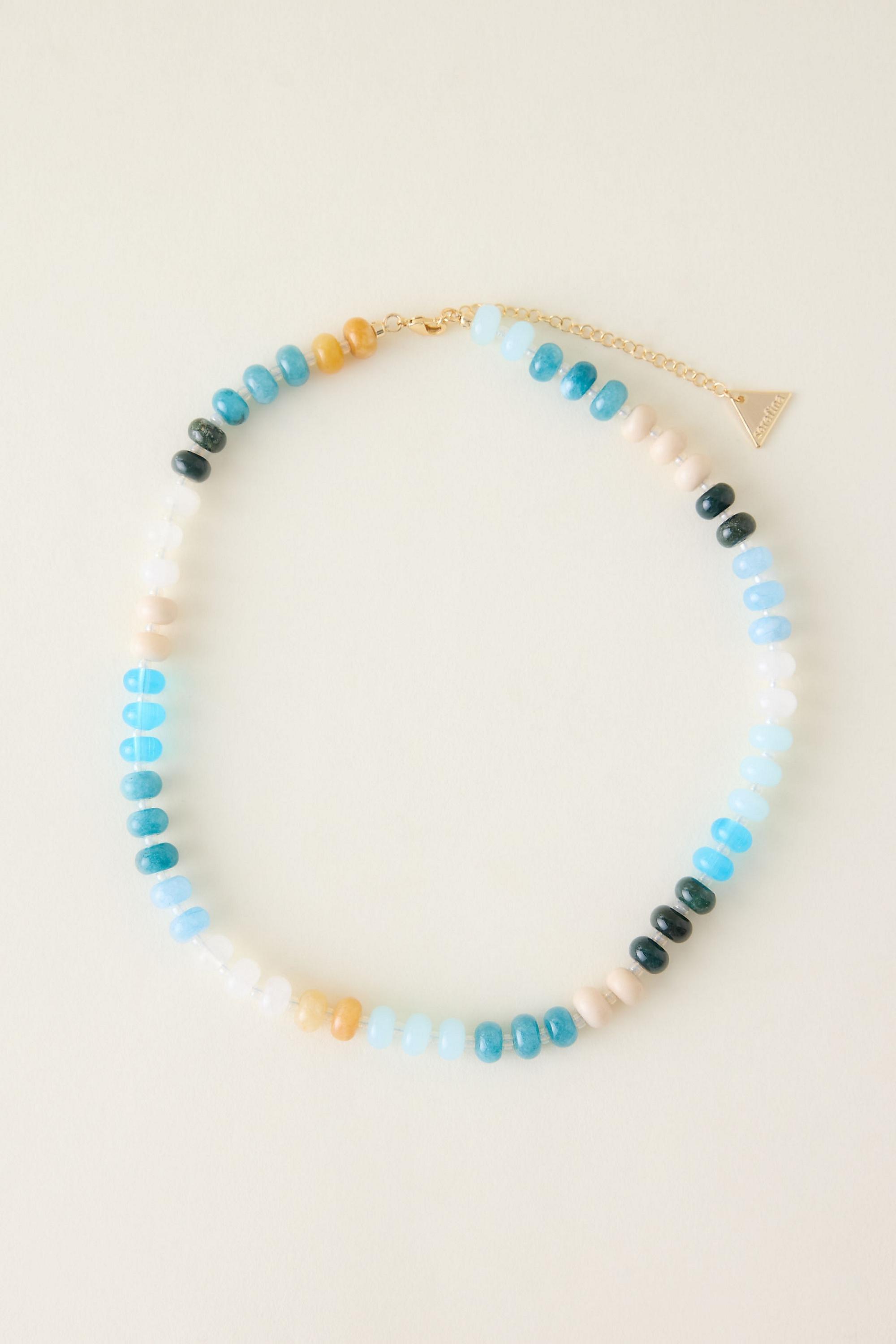 BLUE Rainbow Stone Necklace, A501_0040, large image number 1