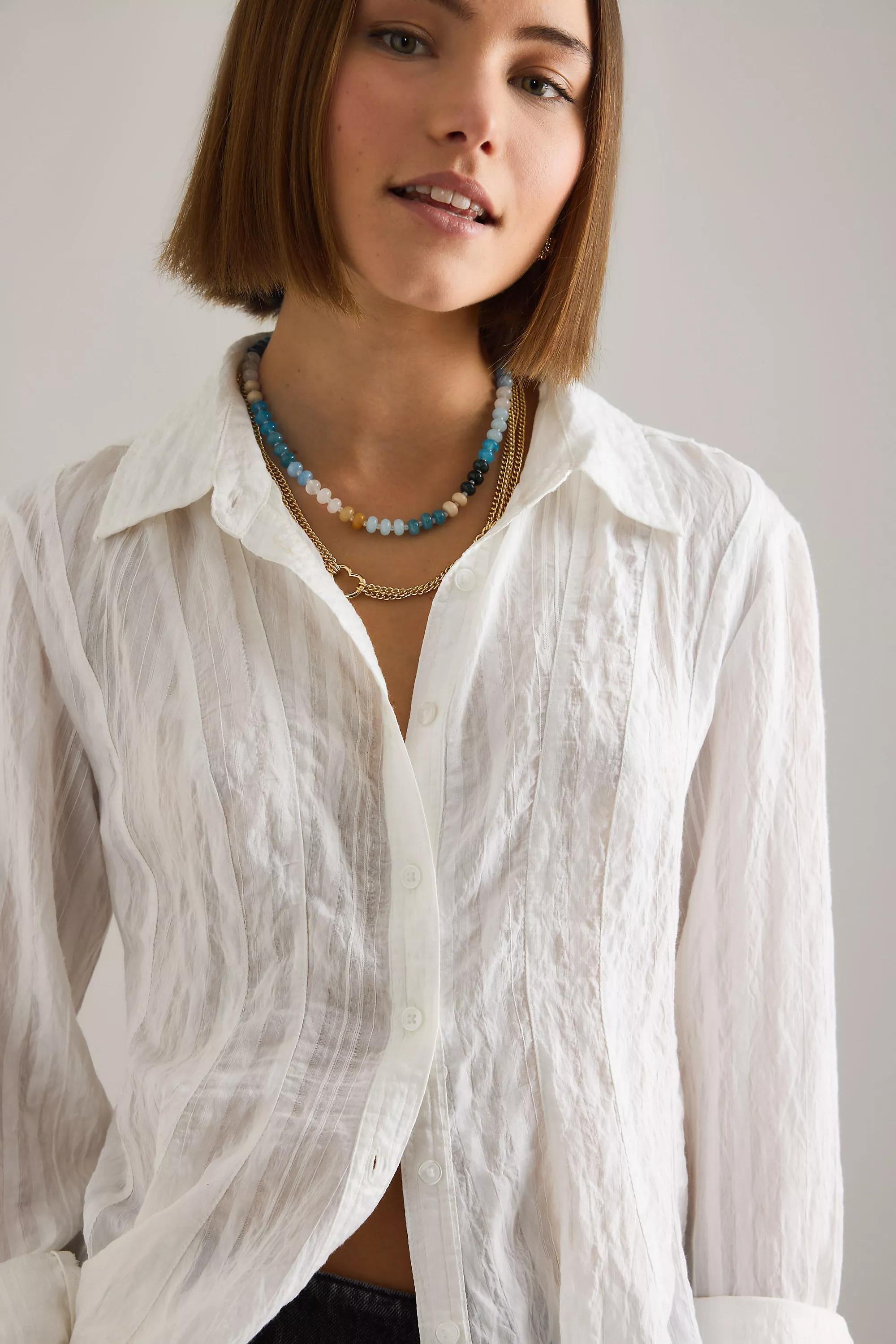BLUE Rainbow Stone Necklace, A501_0040, large image number 2