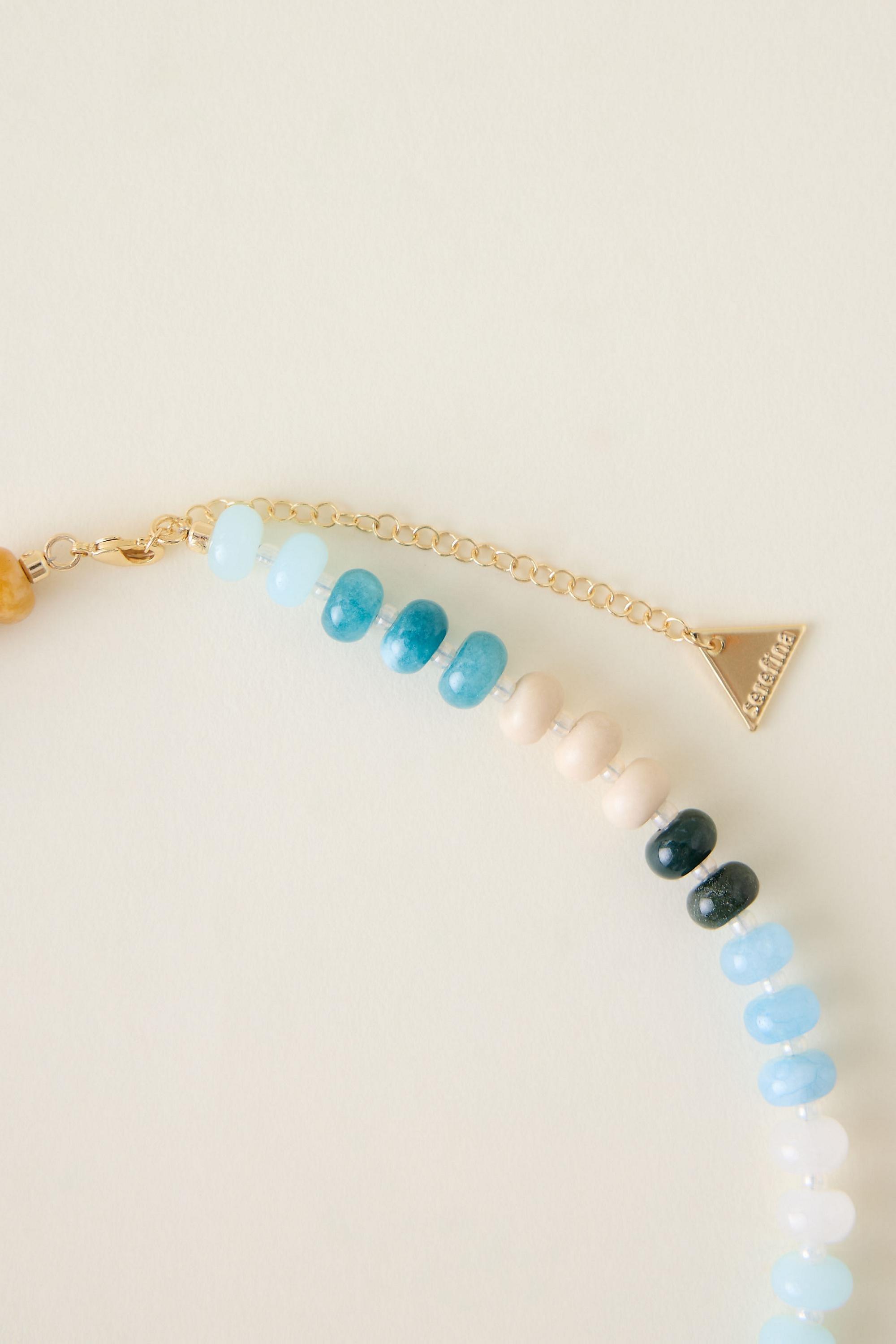 BLUE Rainbow Stone Necklace, A501_0040, large image number 3
