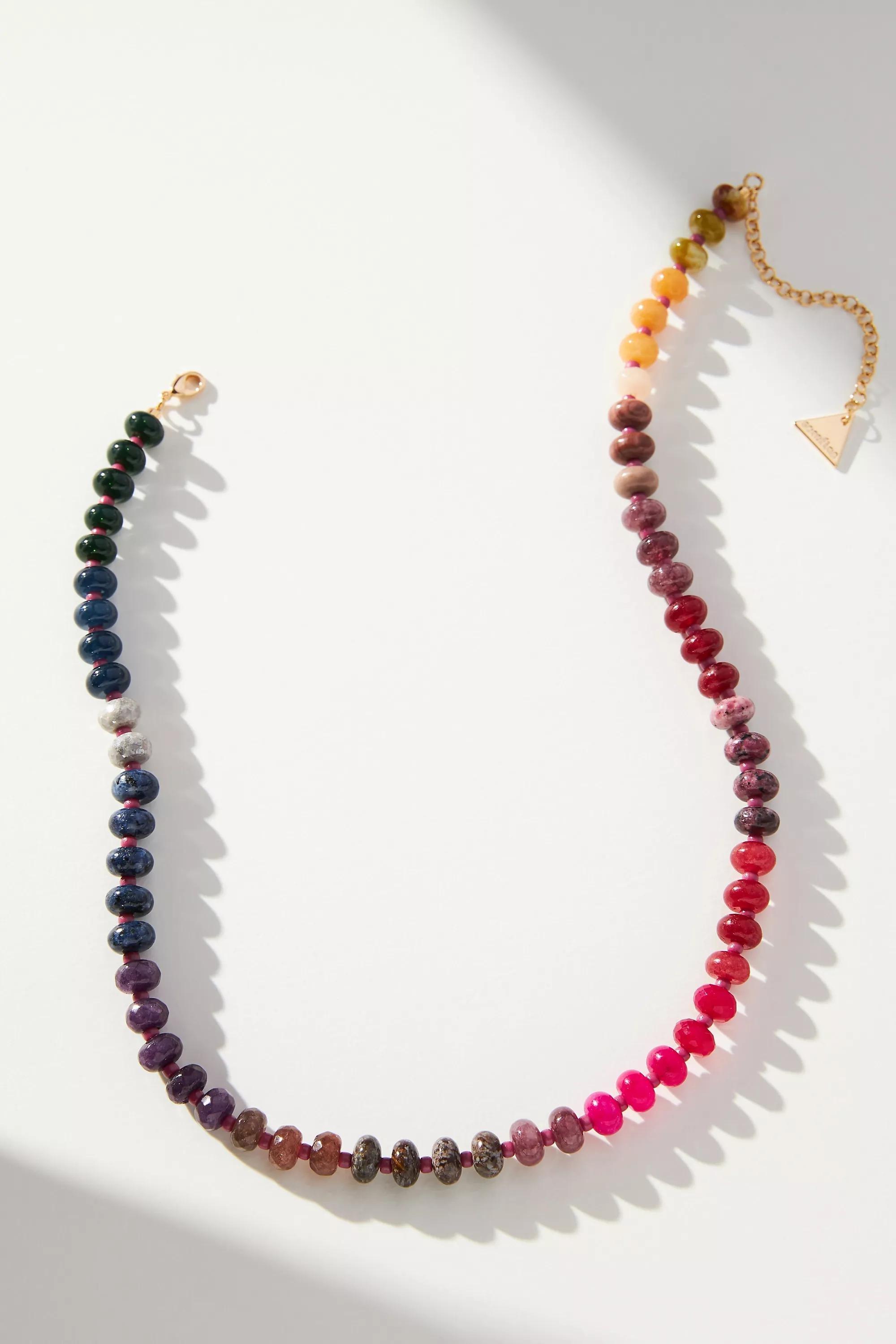 Rainbow Stone Necklace, Purple, A501_0052, large image number 0