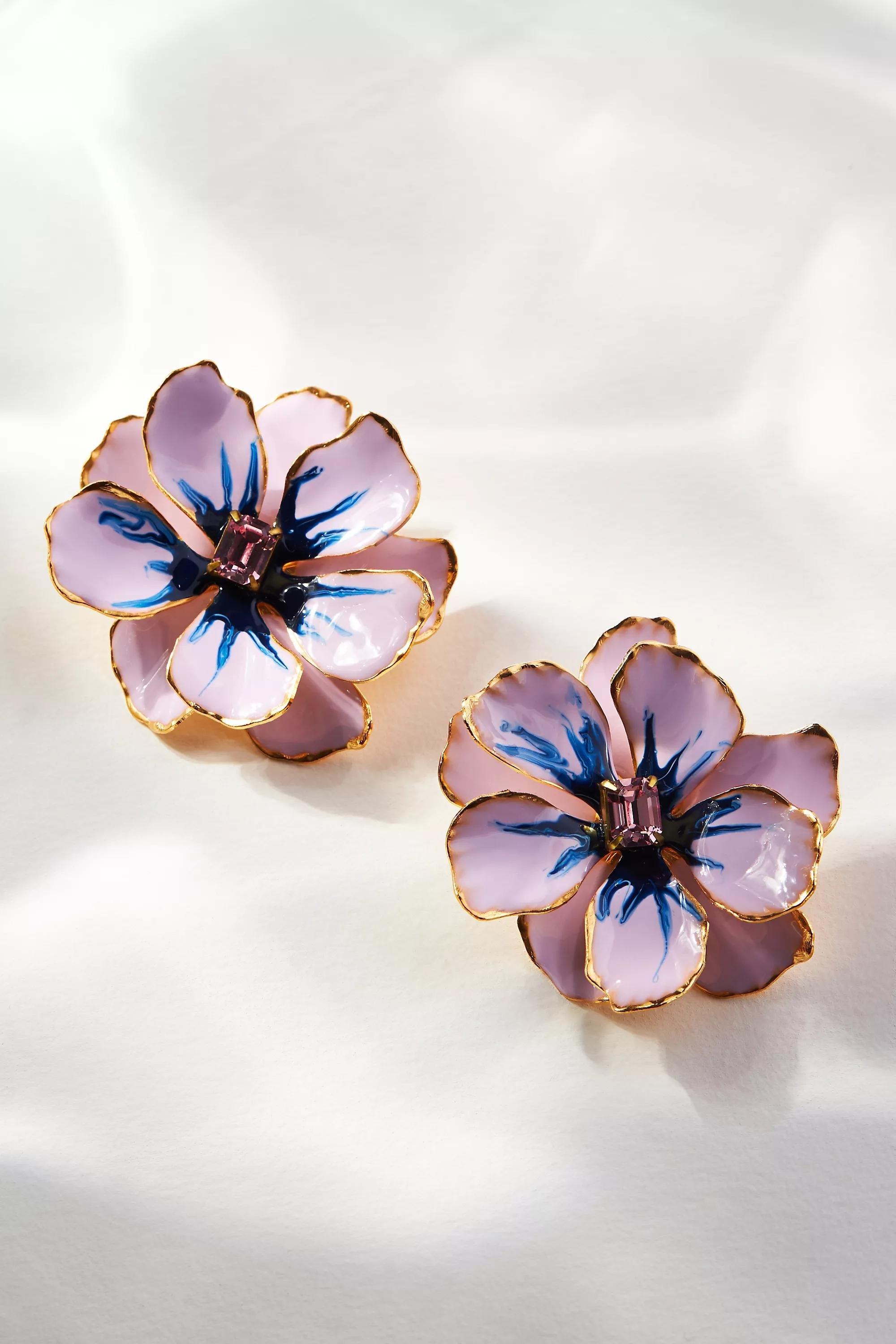 Reef Hand Painted Earrings, Purple, A501_0053, large image number 3
