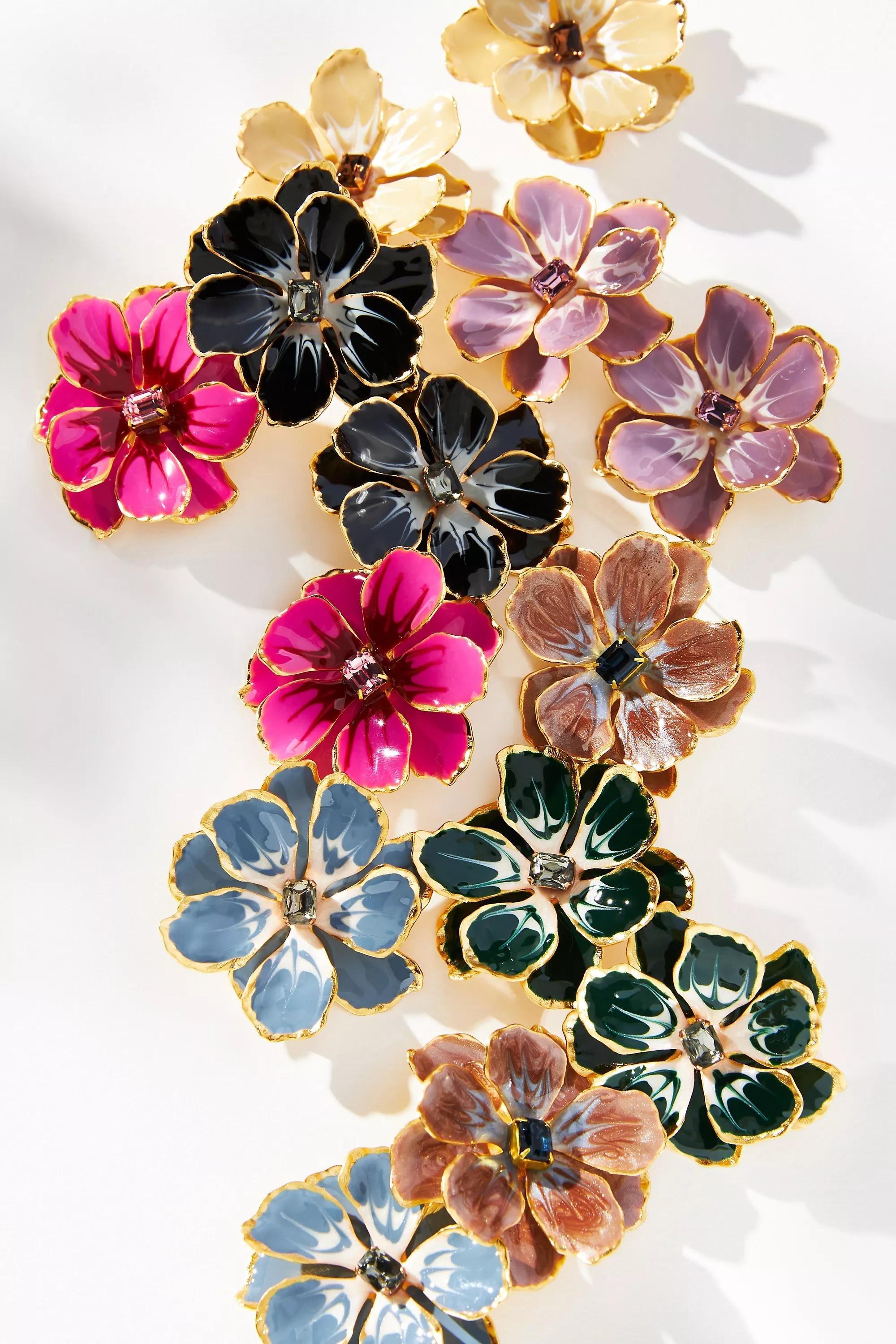 Anthropologie Earrings Floral, Pink, A501_0062, large image number 1