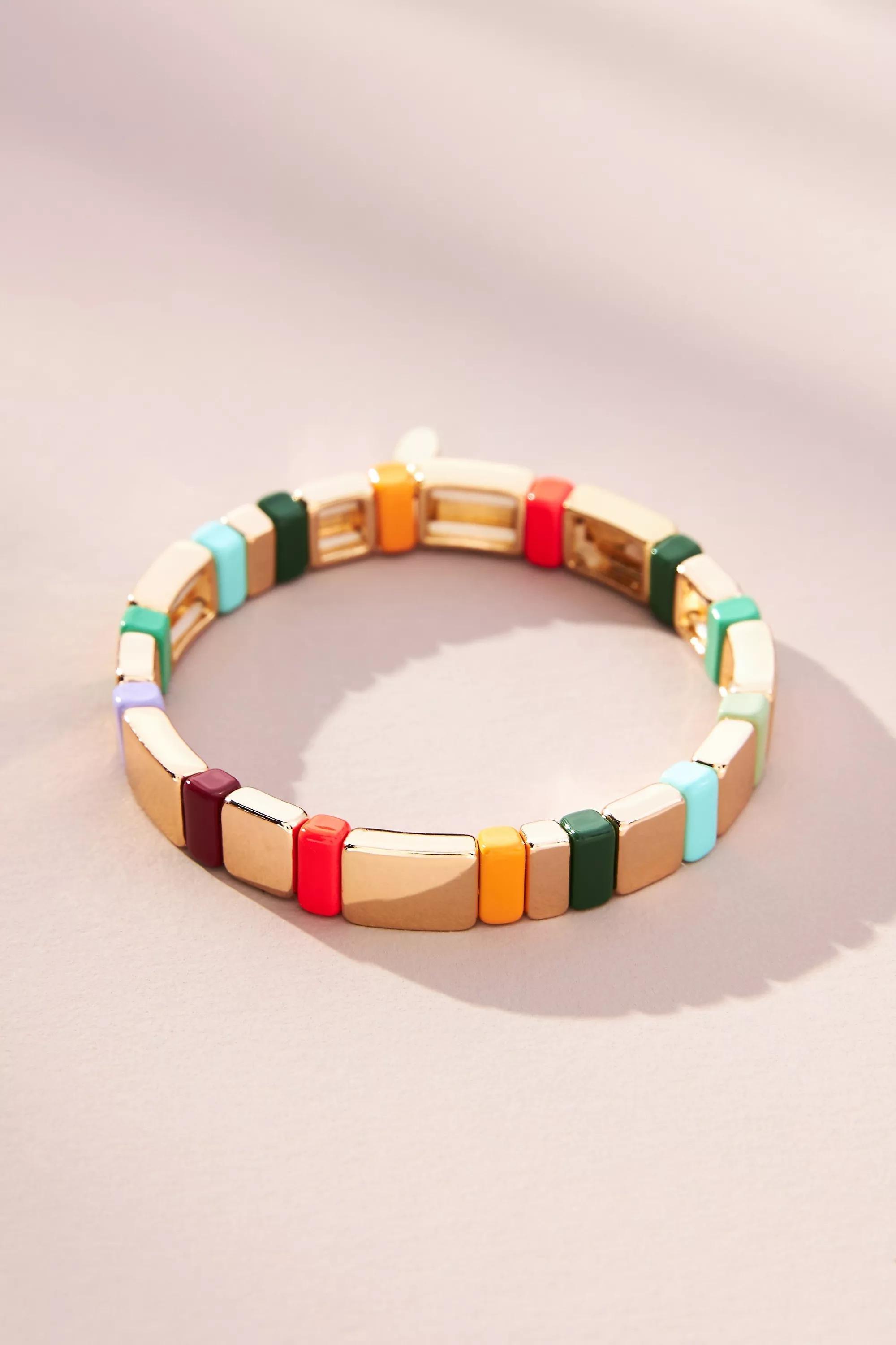 Colourful Chicklet Bracelet, Gold, , large image number 0
