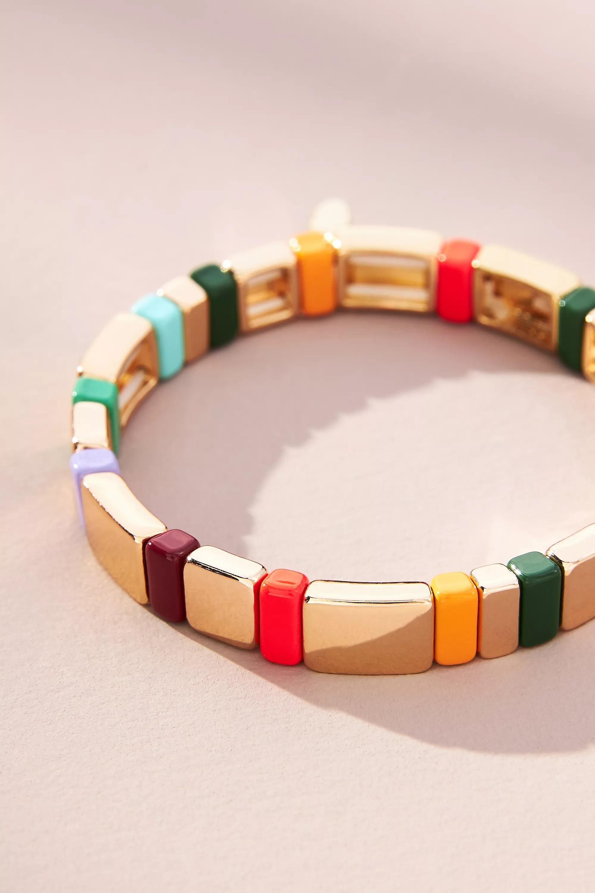 Colourful Chicklet Bracelet, Gold, , large image number 1