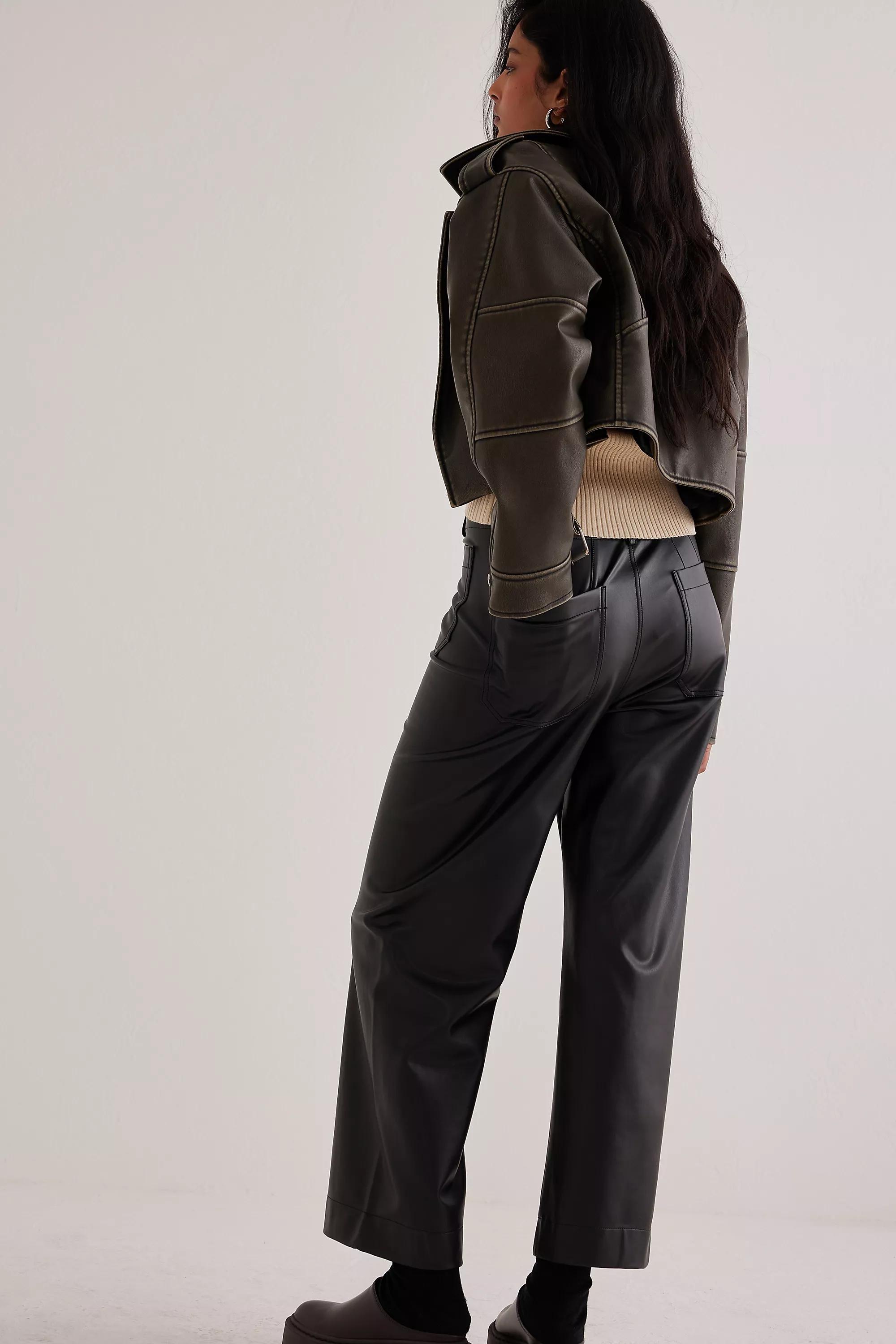 Maeve The Colette Cropped Vegan Leather Trousers, Black, A501_0001, large image number 5