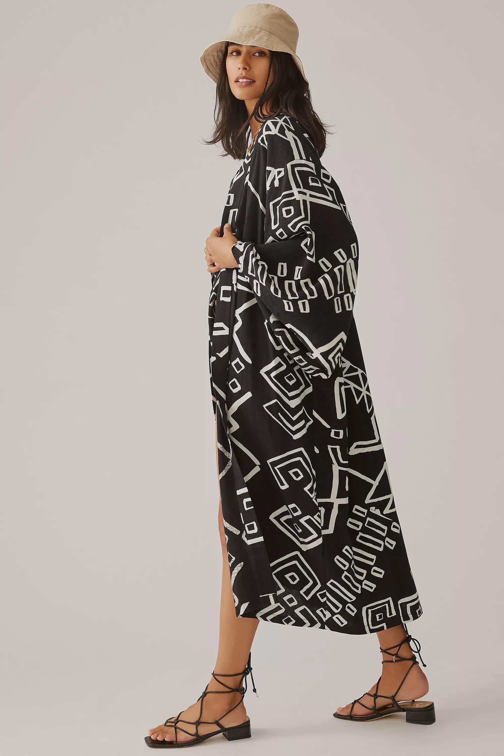 Graphic Kimono, Black, A501_0001, large image number 2