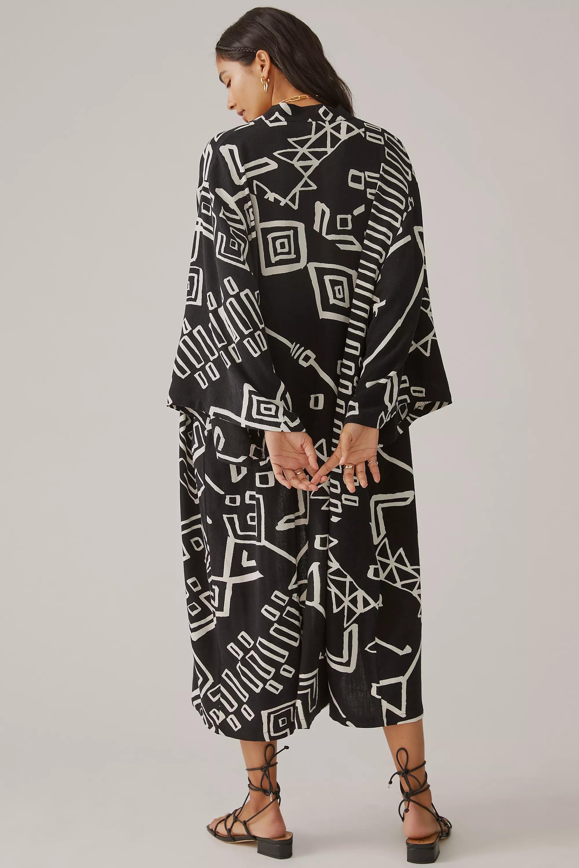 Graphic Kimono, Black, A501_0001, large image number 3