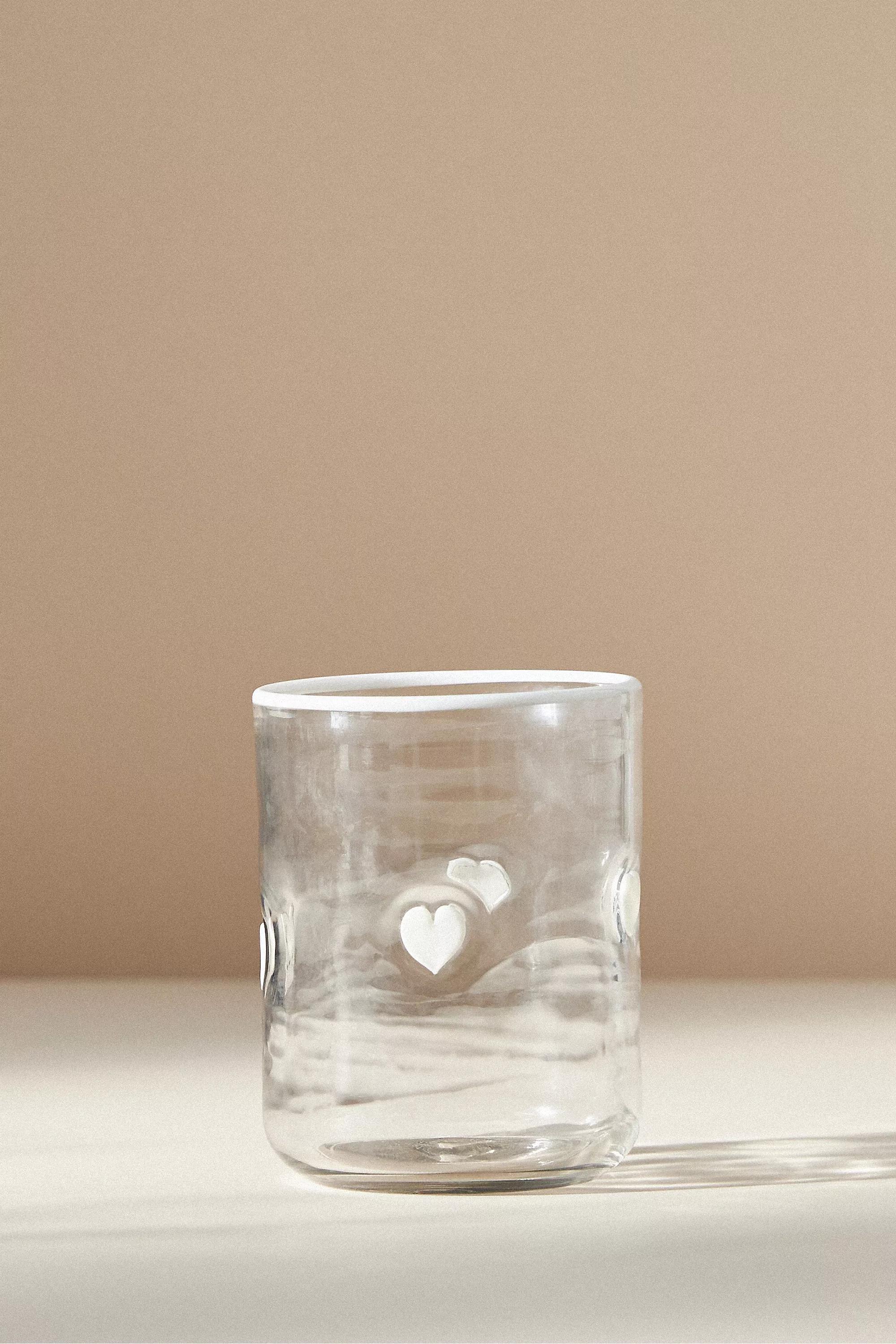Anthropologie - Valentina Heart Juice Tumbler Glass, White