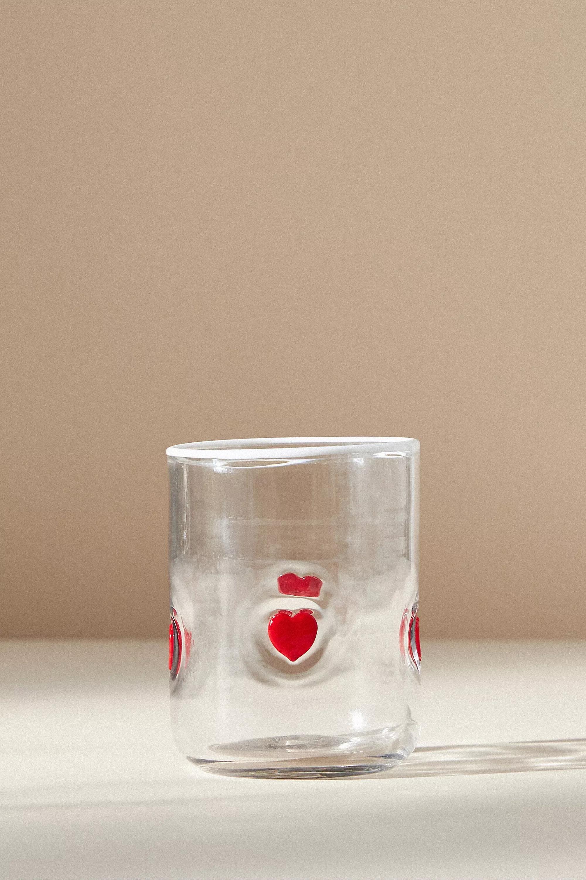 Anthropologie - Valentina Heart Juice Tumbler Icon Glass, Red