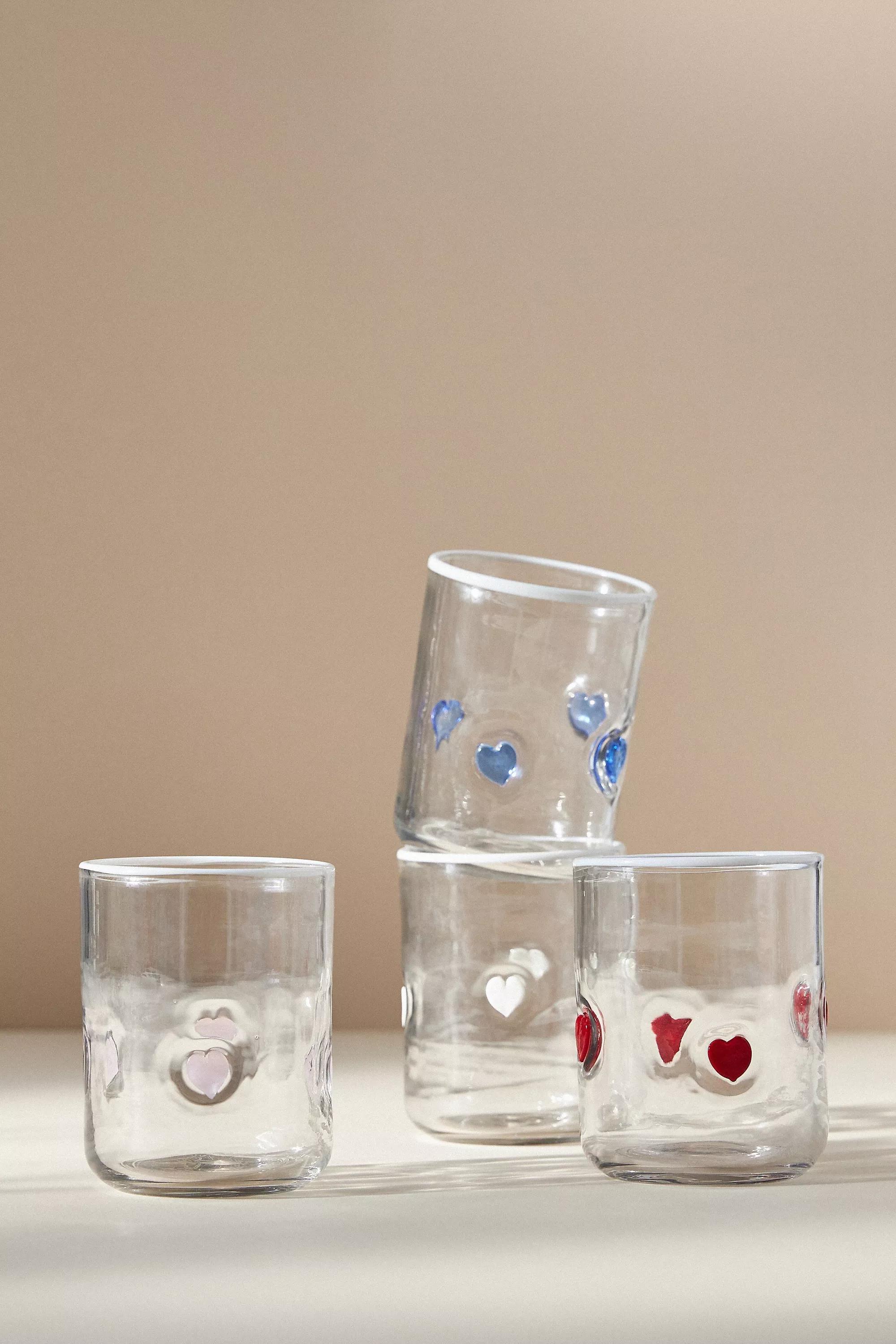 Anthropologie - Valentina Heart Juice Tumbler Icon Glass, Red