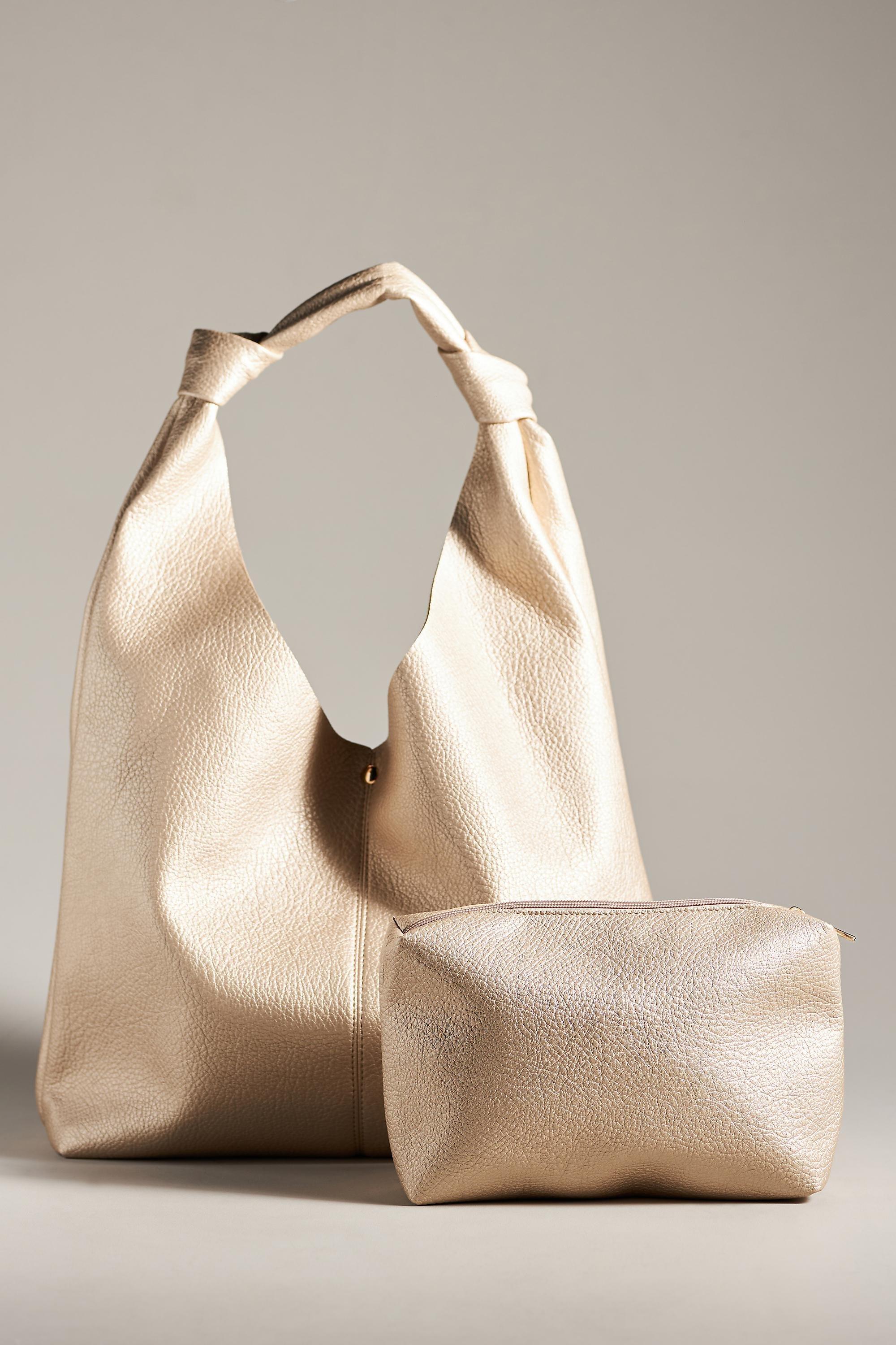PINK Knotted Slouchy Faux Leather Bag, A501_0066, large image number 0
