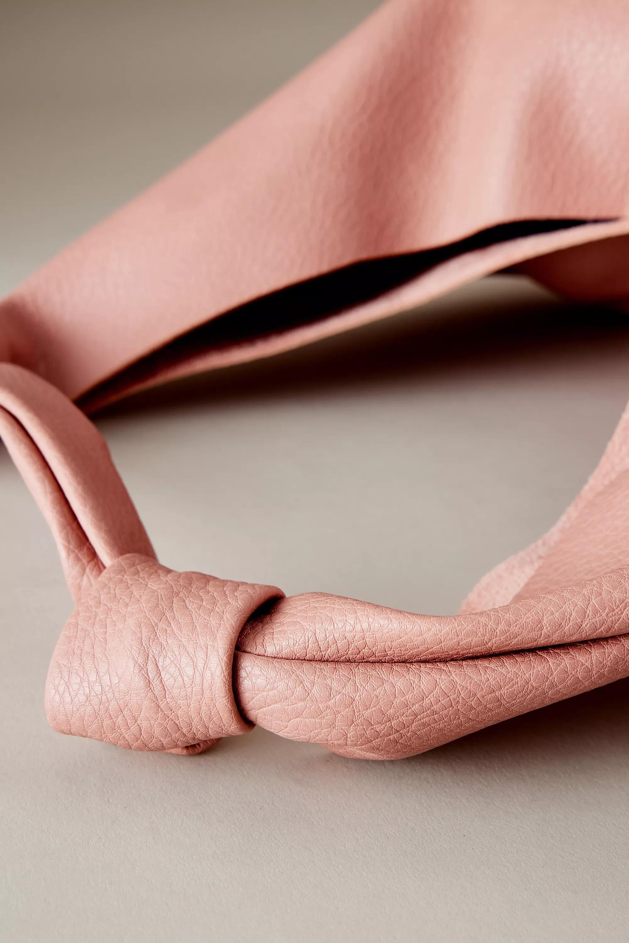 PINK Knotted Slouchy Faux Leather Bag, A501_0066, large image number 3