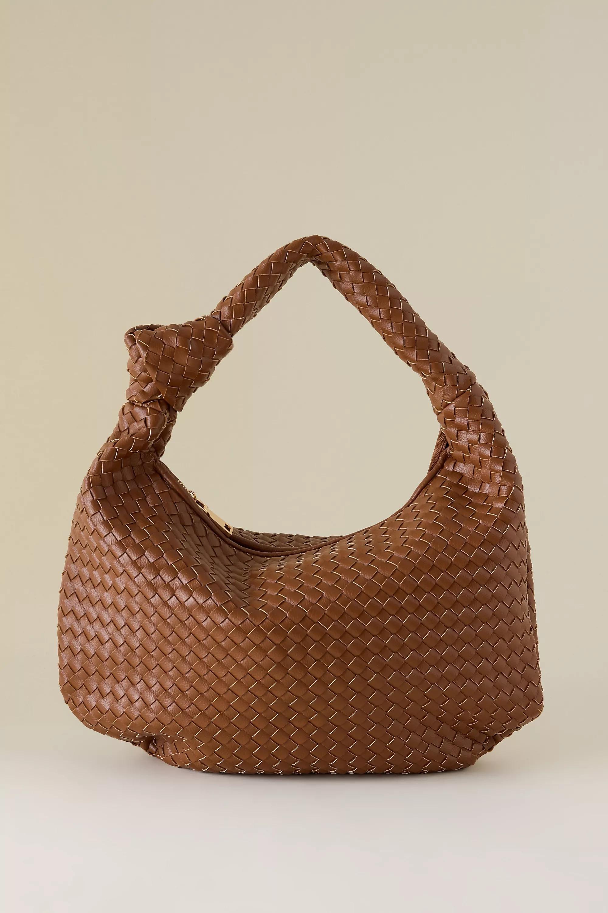 Melie Bianco Brigitte Large Faux Leather Shoulder Bag, Brown, A501_0221, medium