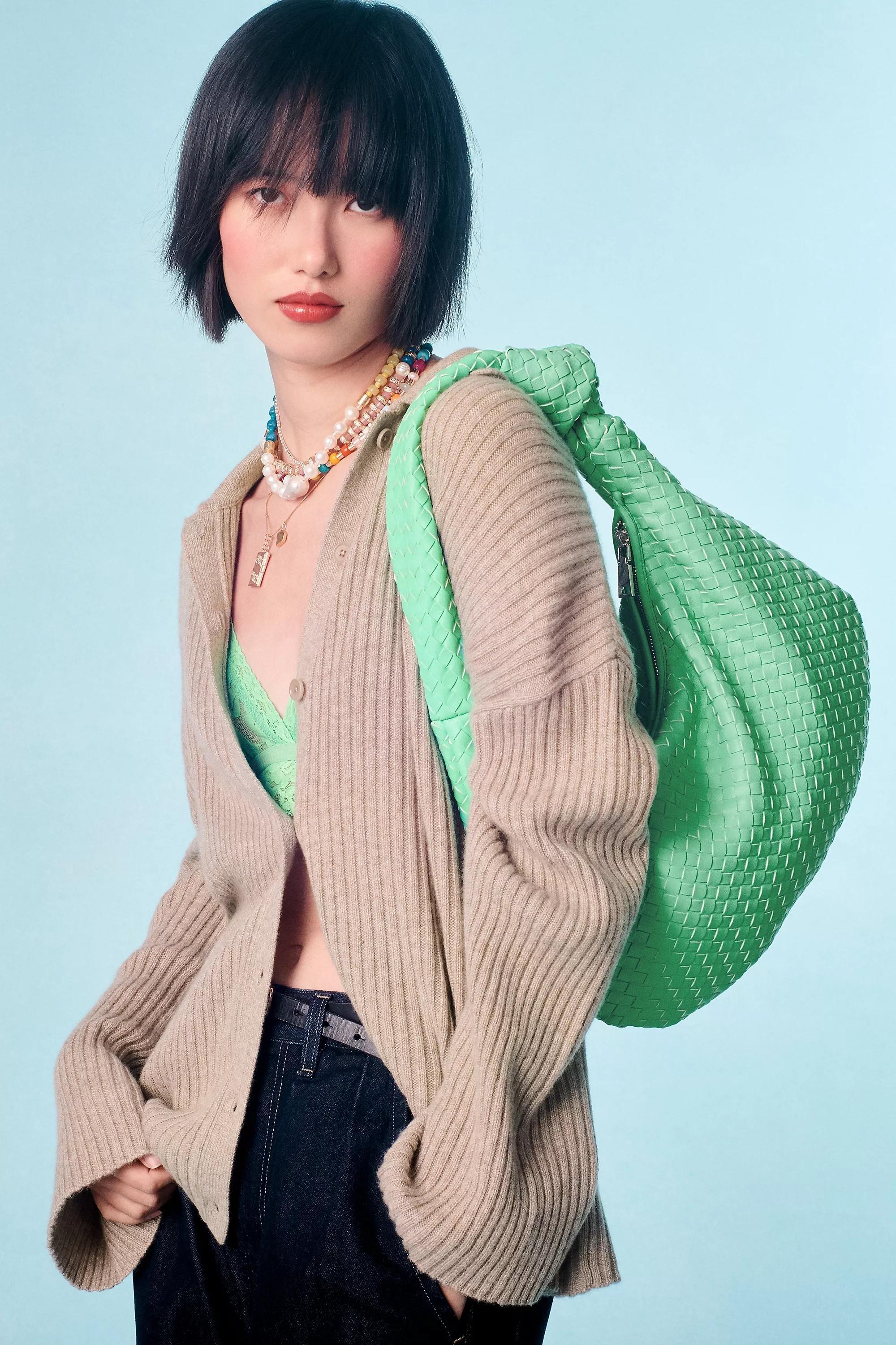 Melie Bianco Brigitte Large Satchel, Green, A501_0391, large image number 0