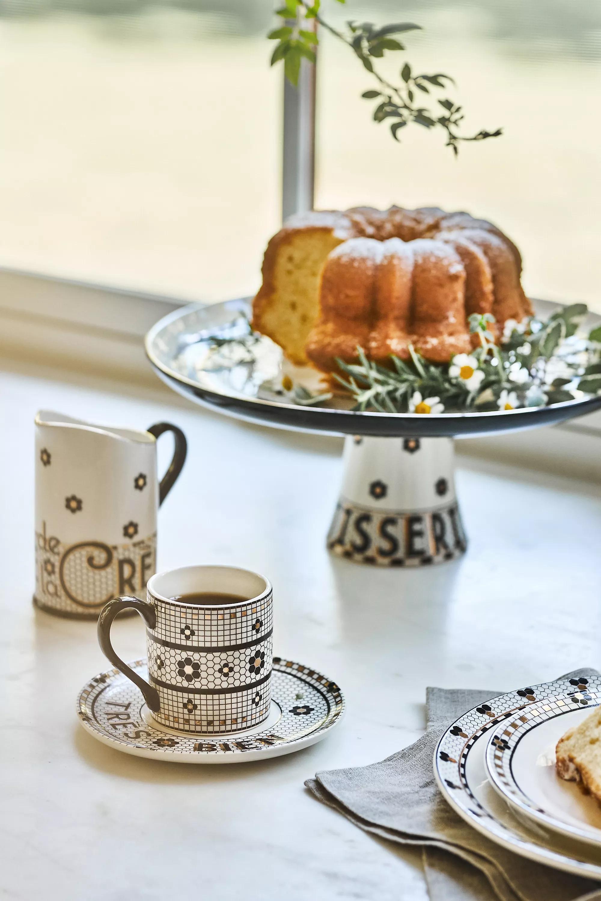 Bistro Tile Espresso Cup And Saucer, White, A501_0000, medium