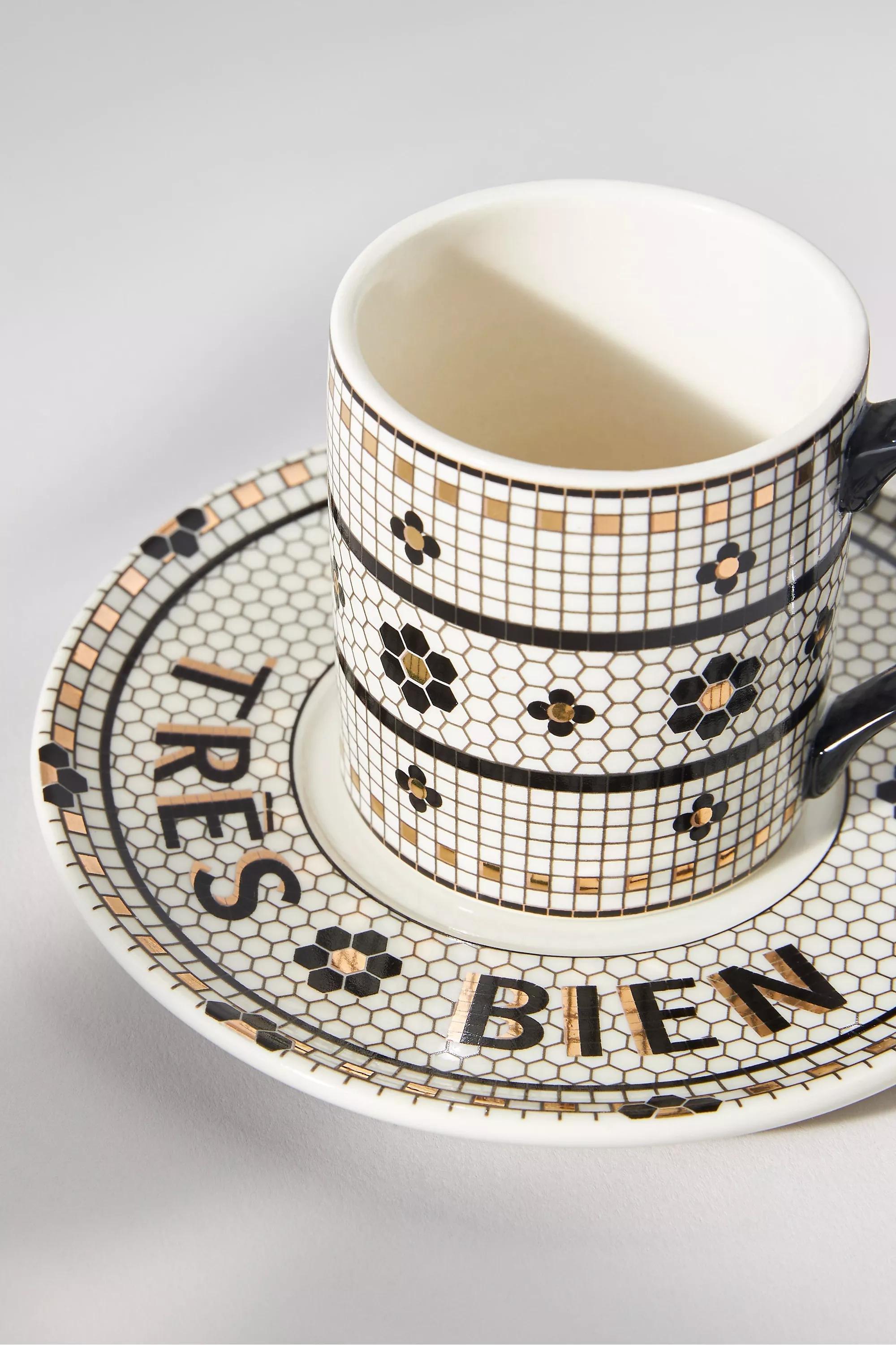 Bistro Tile Espresso Cup And Saucer, White, A501_0000, large image number 2