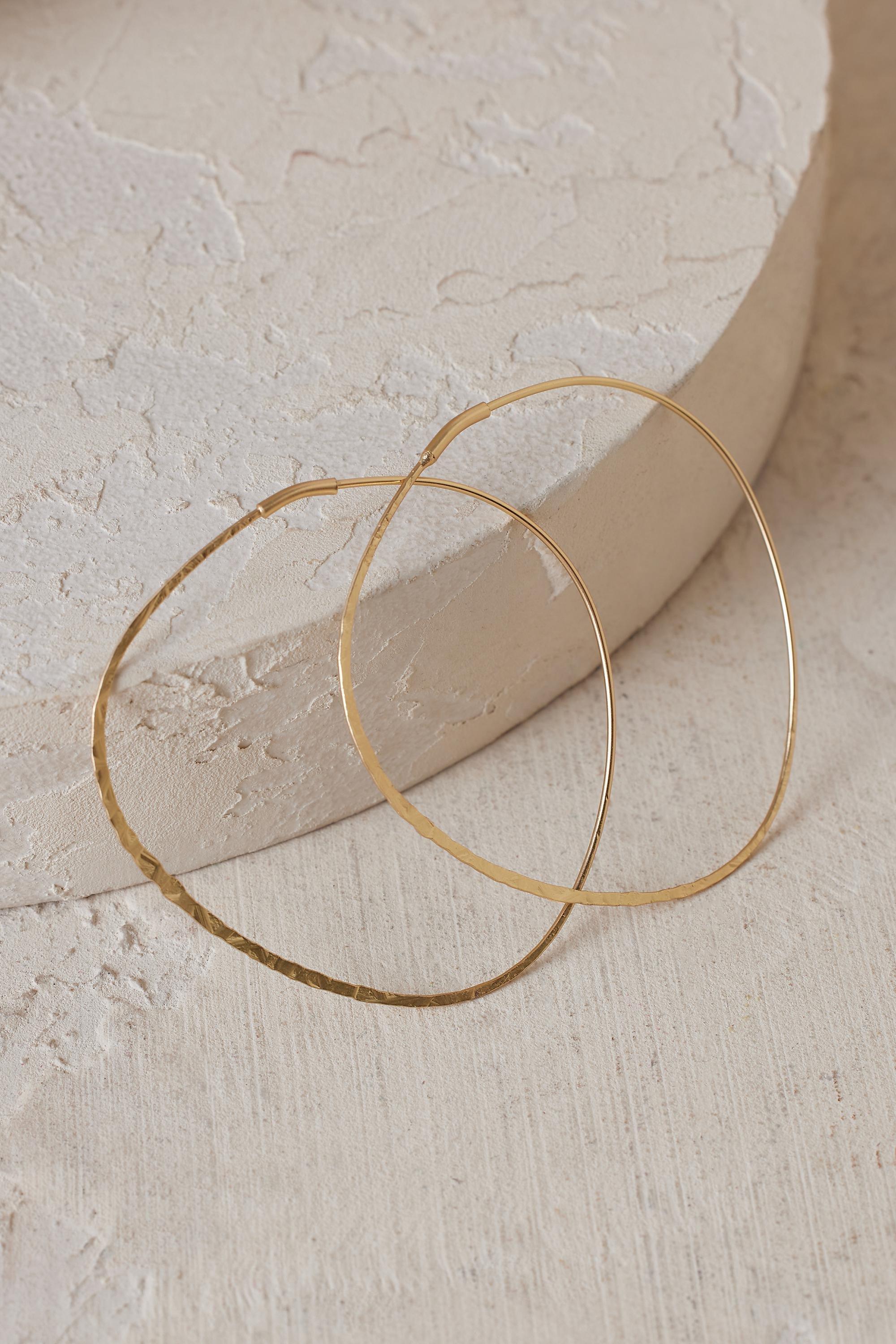 Decorative Carola Hoop Earrings, Gold, A501_0070, large image number 0
