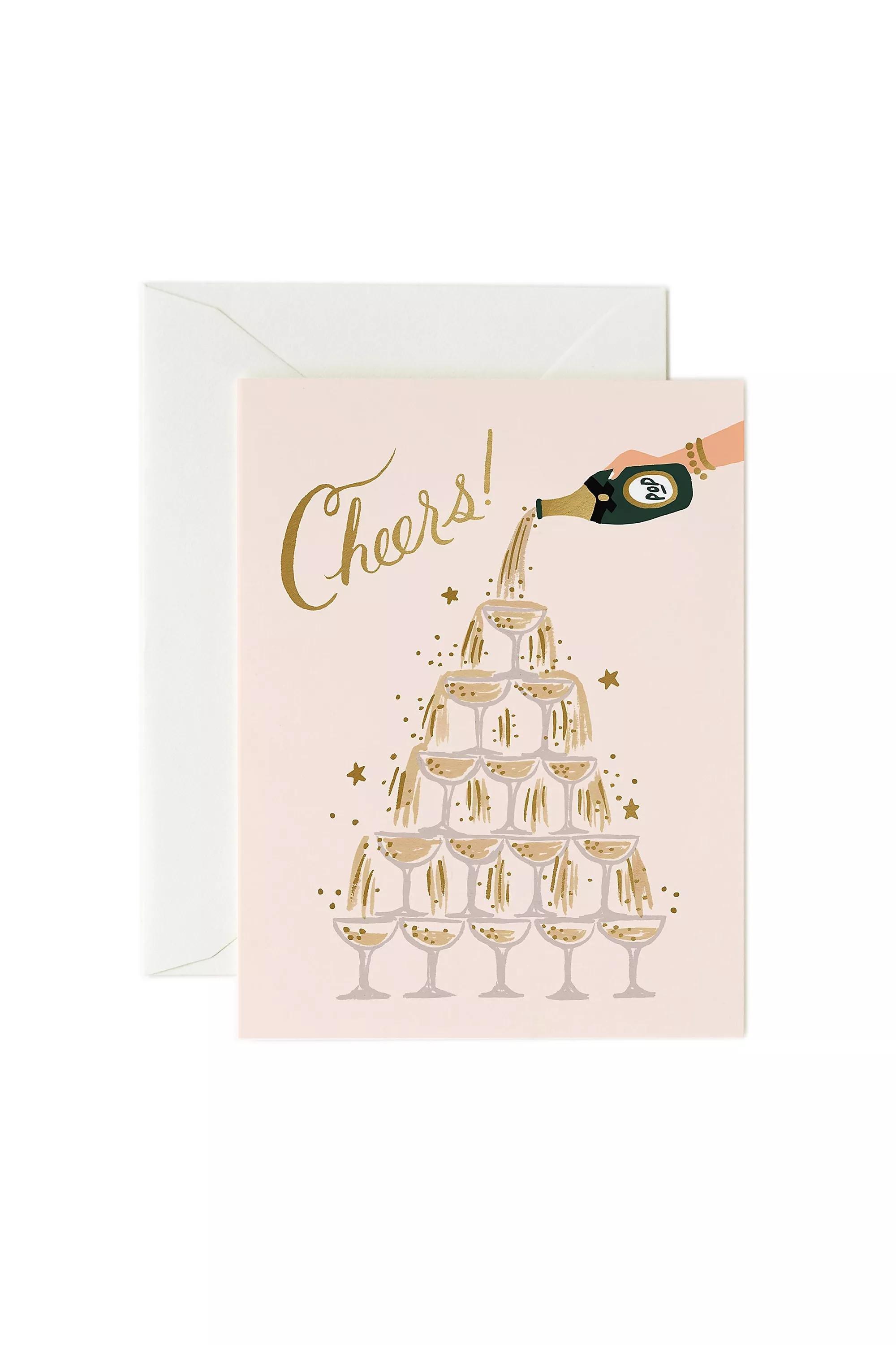 Champagne Tower Card, Gold, A501_0070, large image number 0