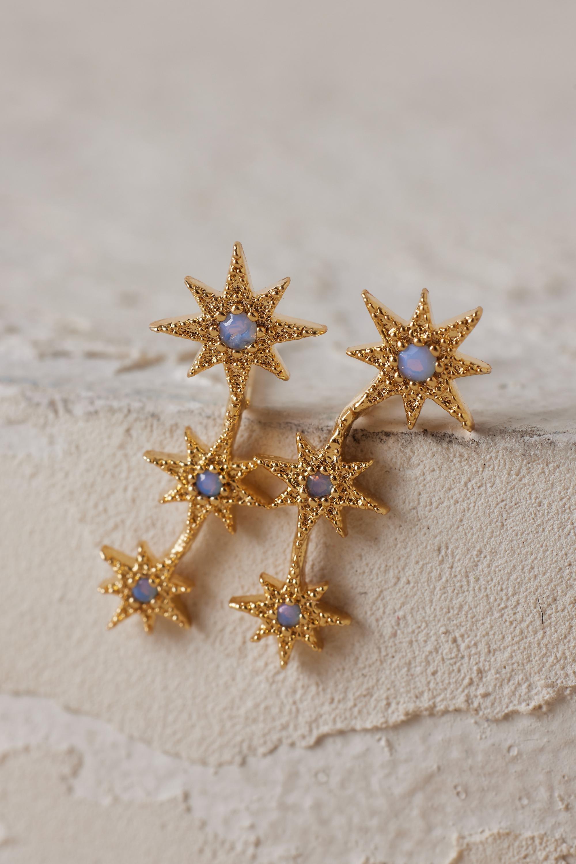 Star Crawler Earrings, Blue, A501_0040, medium