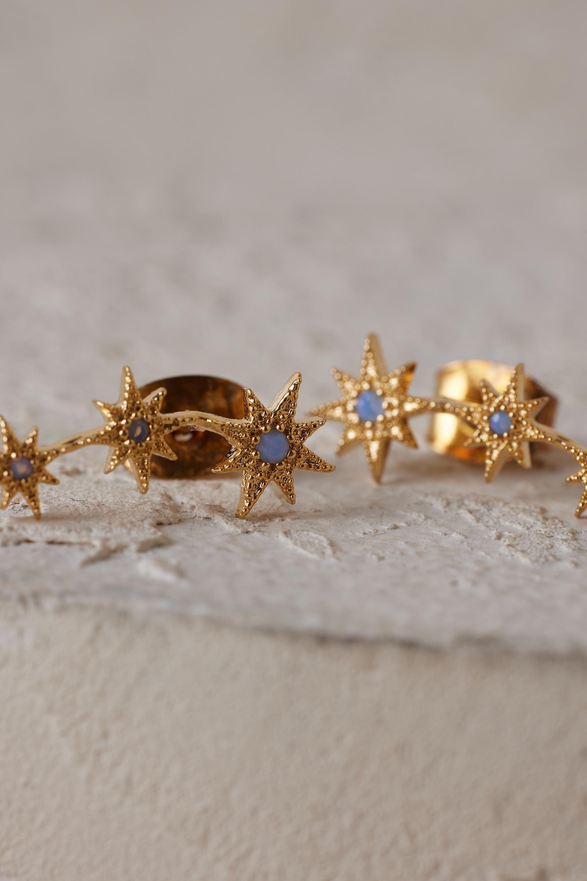 Star Crawler Earrings, Blue, Blue, large image number 2