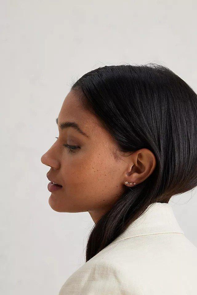 Star Crawler Earrings, Blue, A501_0040, medium