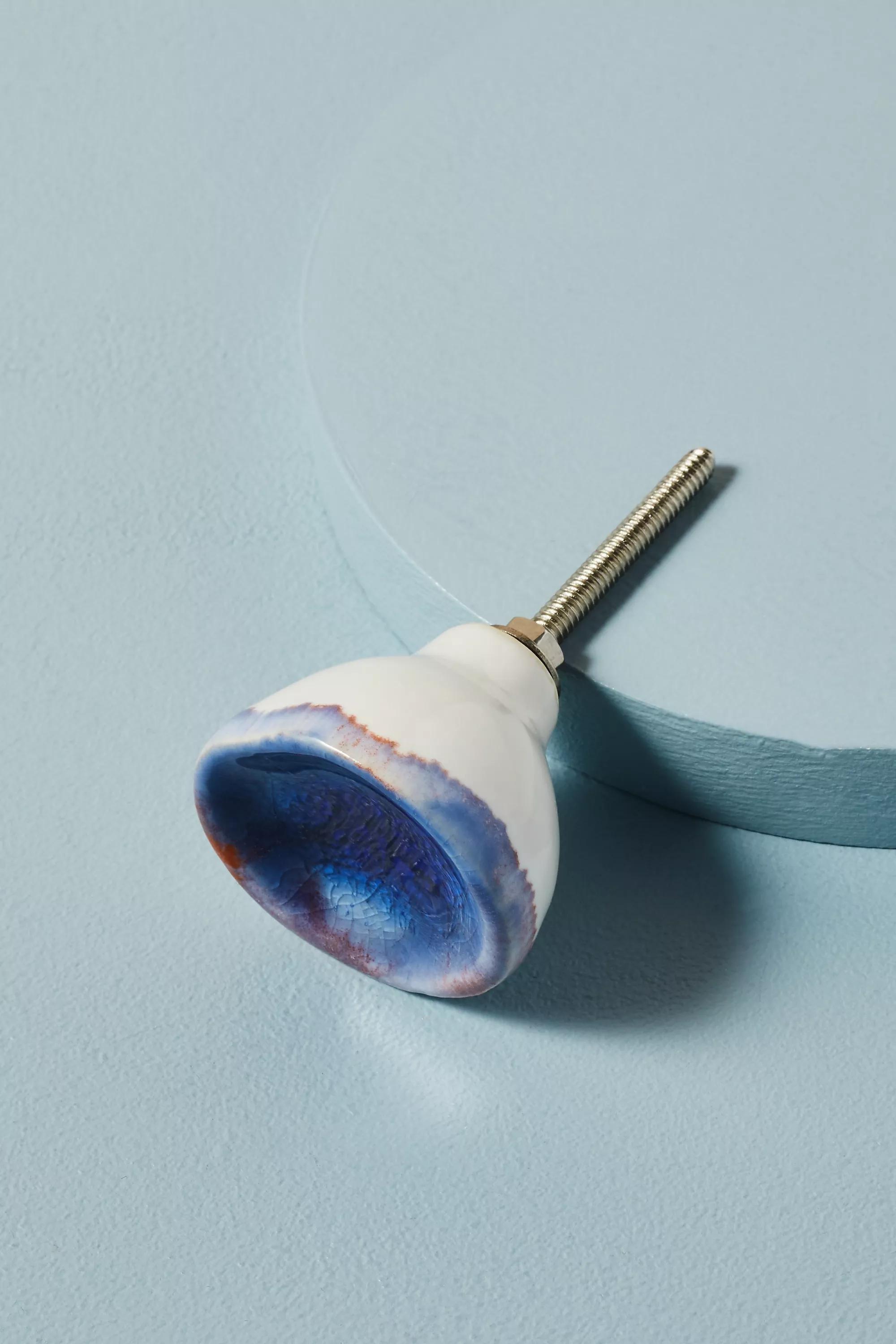 Glazed Ceramic Knob, Navy, A501_0041, large image number 0