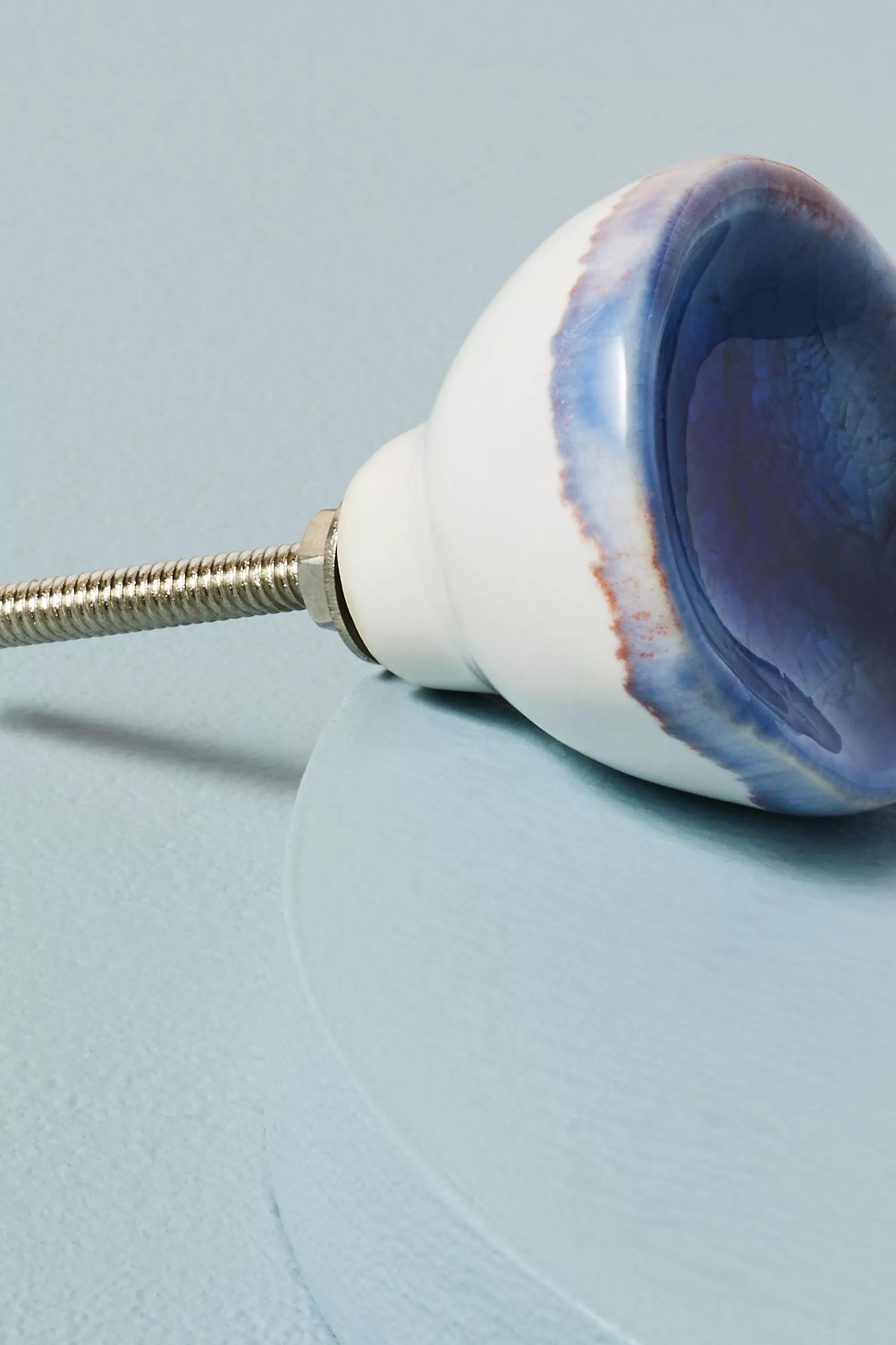 Glazed Ceramic Knob, Navy, A501_0041, large image number 1