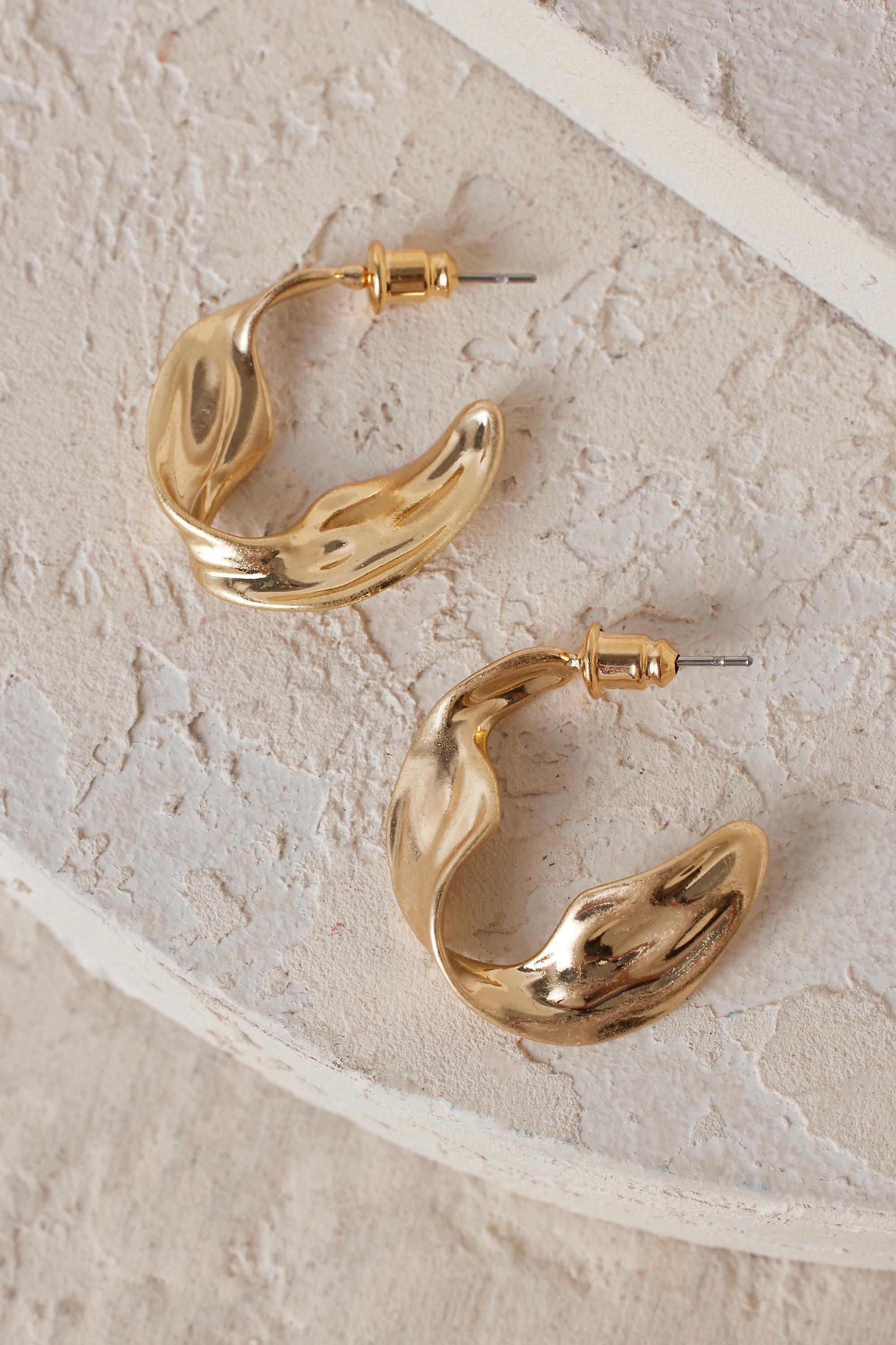 Gold-Plated Statement Stud Earrings, Gold, large image number 1